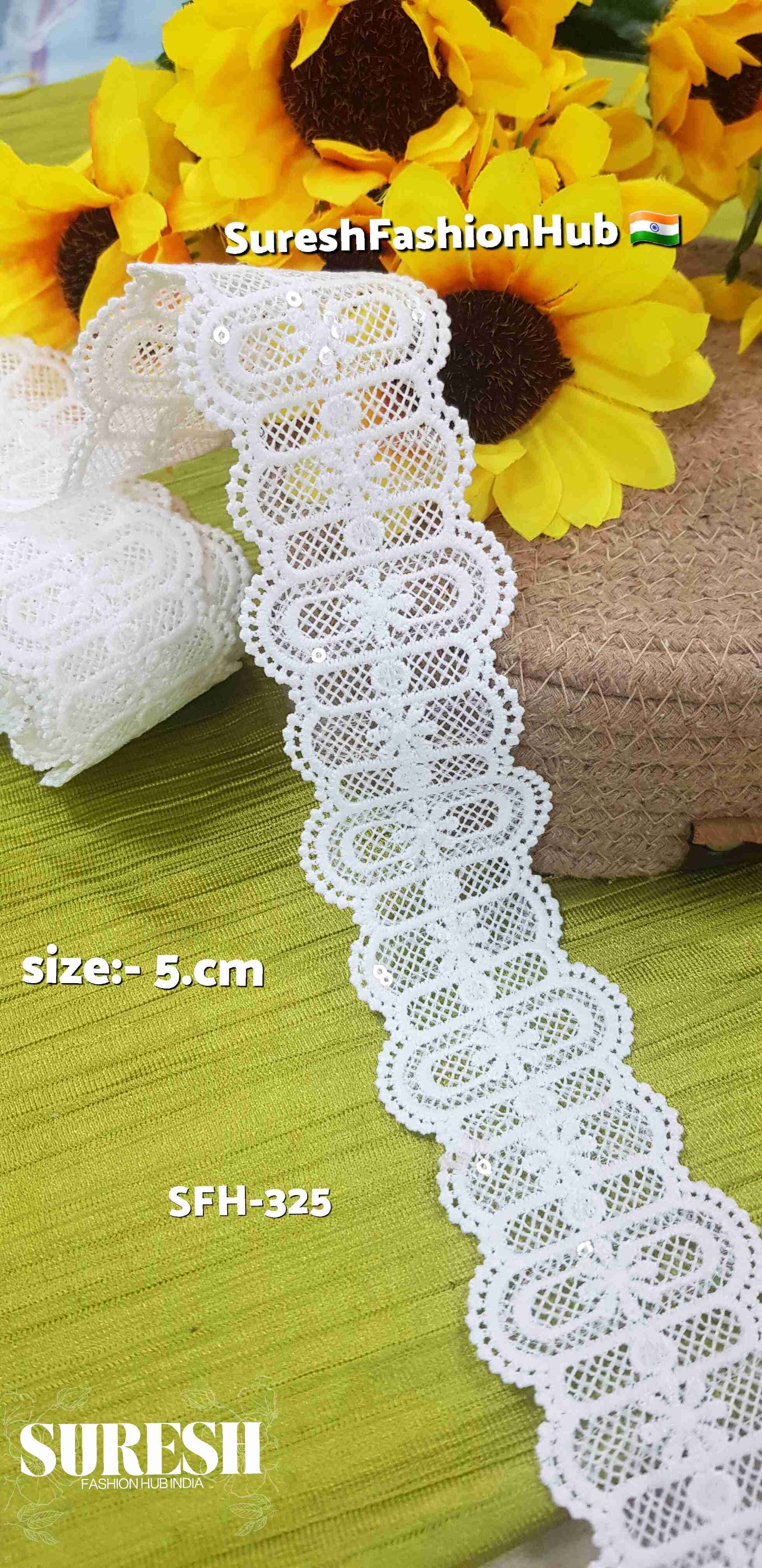 White Two-Sided GPO Lace with Transparent Sequins