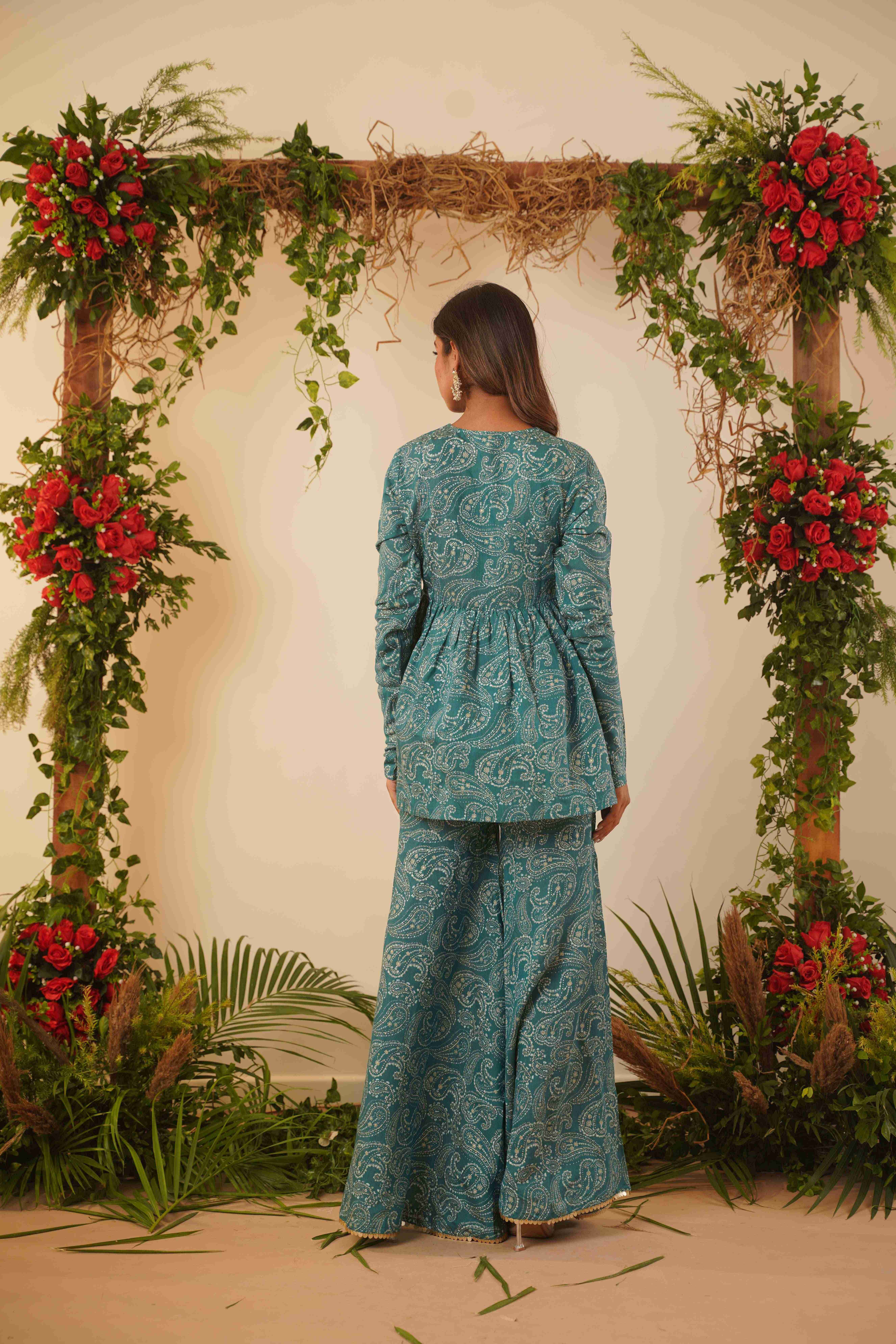 BLUE PAISLEY PRINTED CO-ORD SET