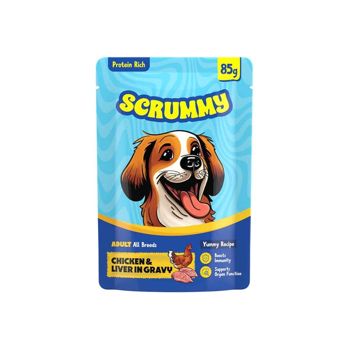 Scrummy Chicken & Liver Wet Dog Food - 85 g