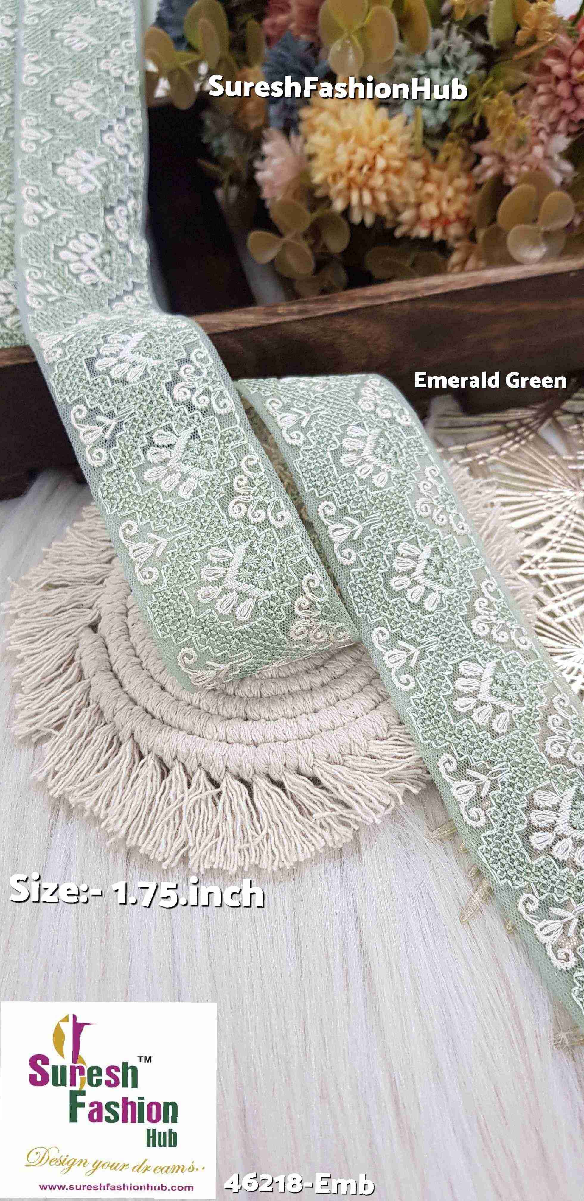 Emerald Green Net Embroidery Lace