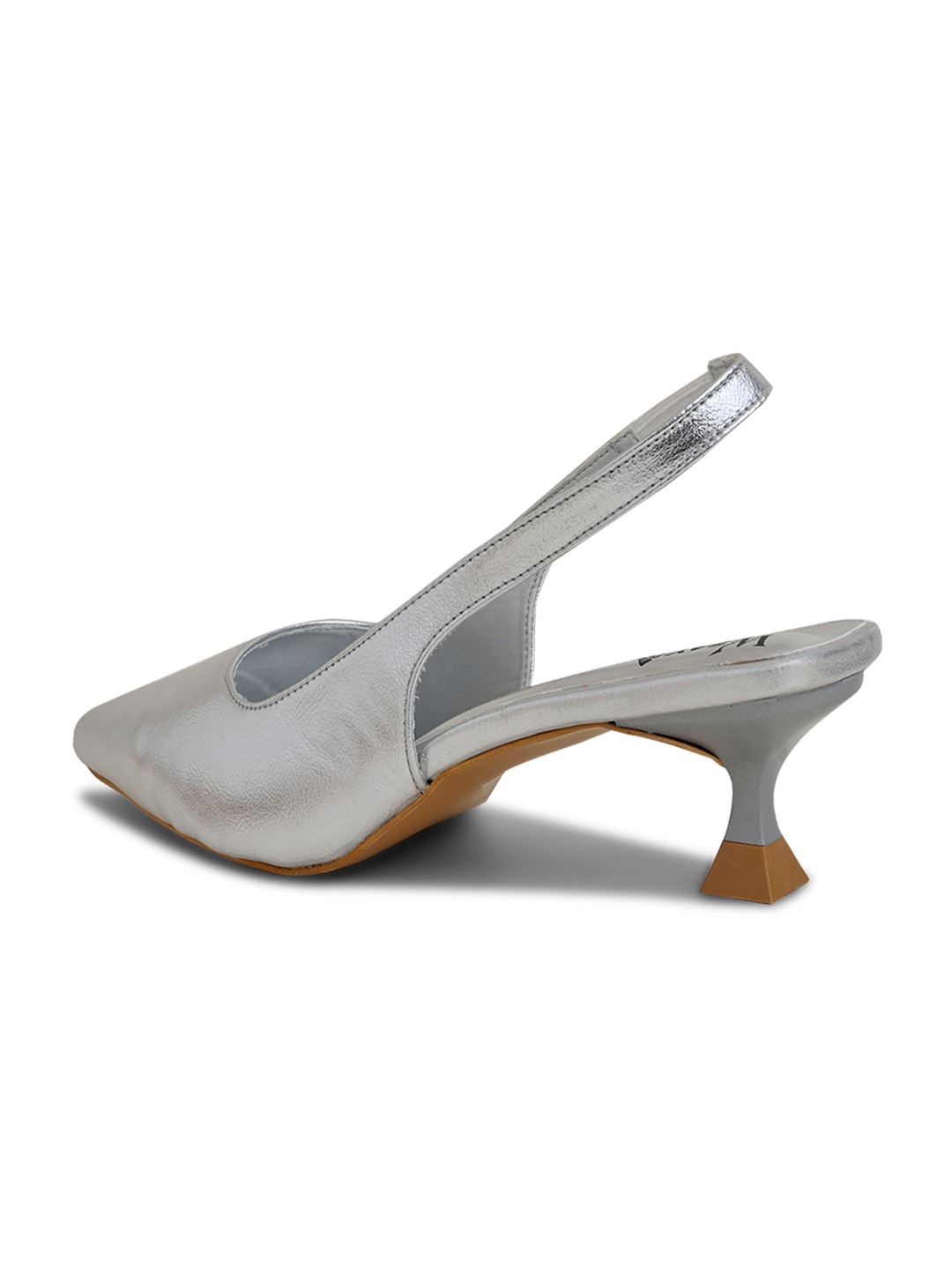 Shining Silver Pointed-Toe Slingback Heels