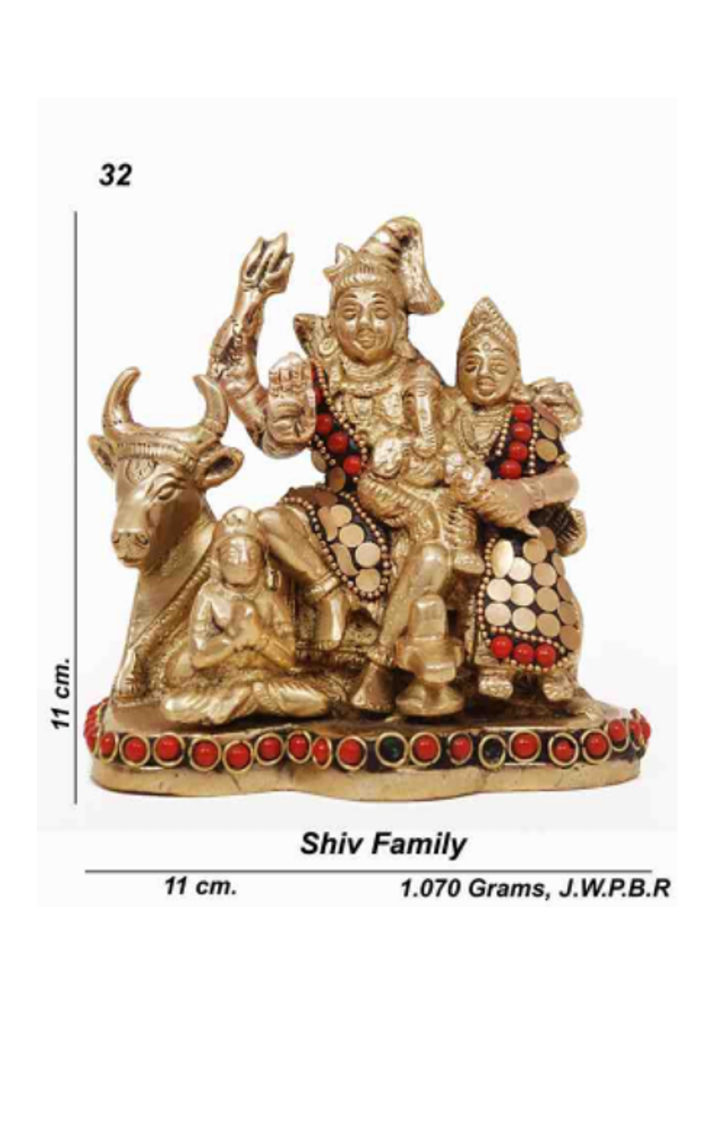 Shiv Ratan Kendra Decorated Shiv Parivar Murti to Get Blessings Of Shiv Ji, Maa Parvati , Ganesh Ji & Kartikey Ji I Size: 6.5Cm X 8 CM - Ashtdhatu Murti