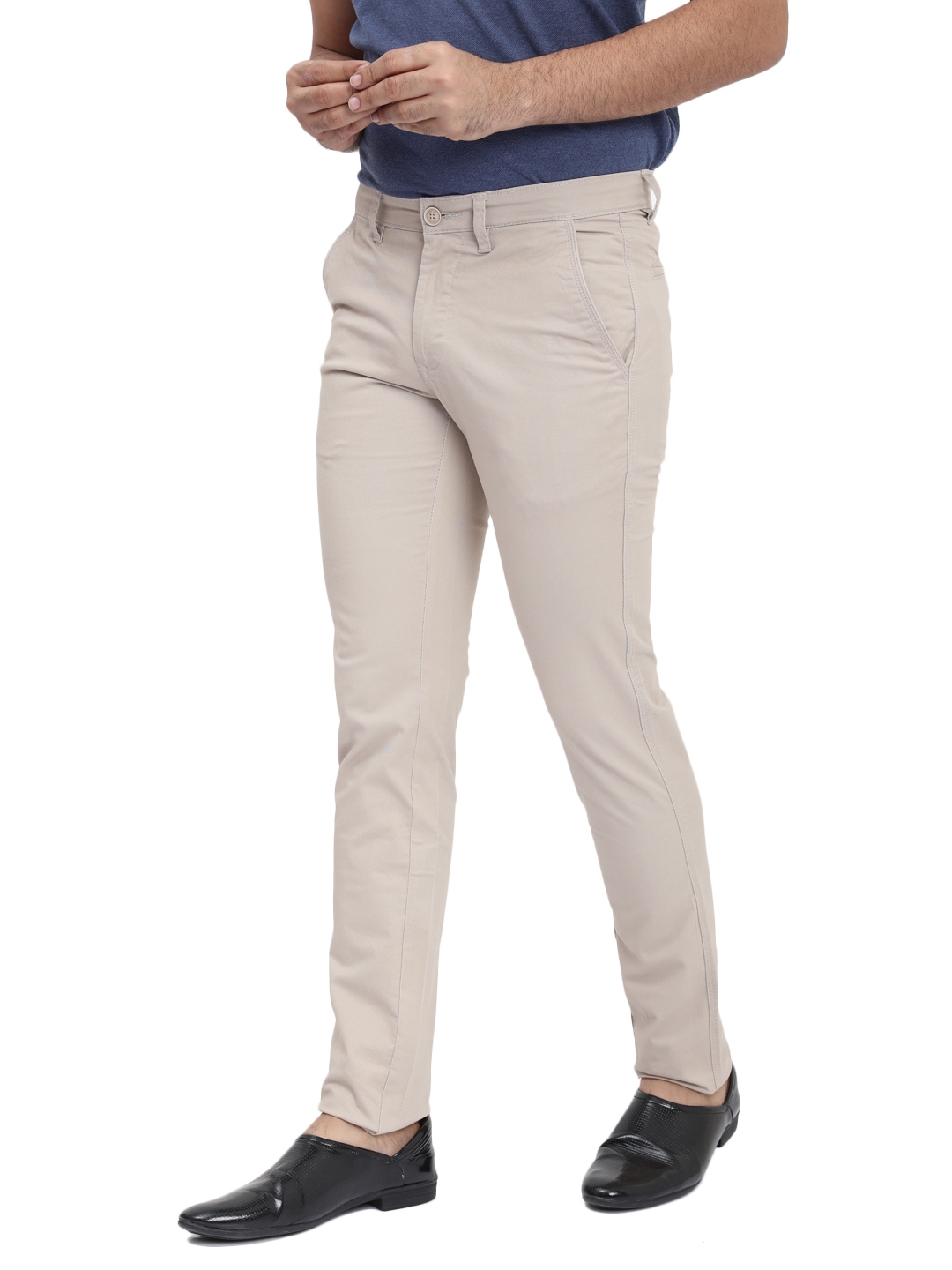 Dcot by Donear Mens Beige Cotton Trousers