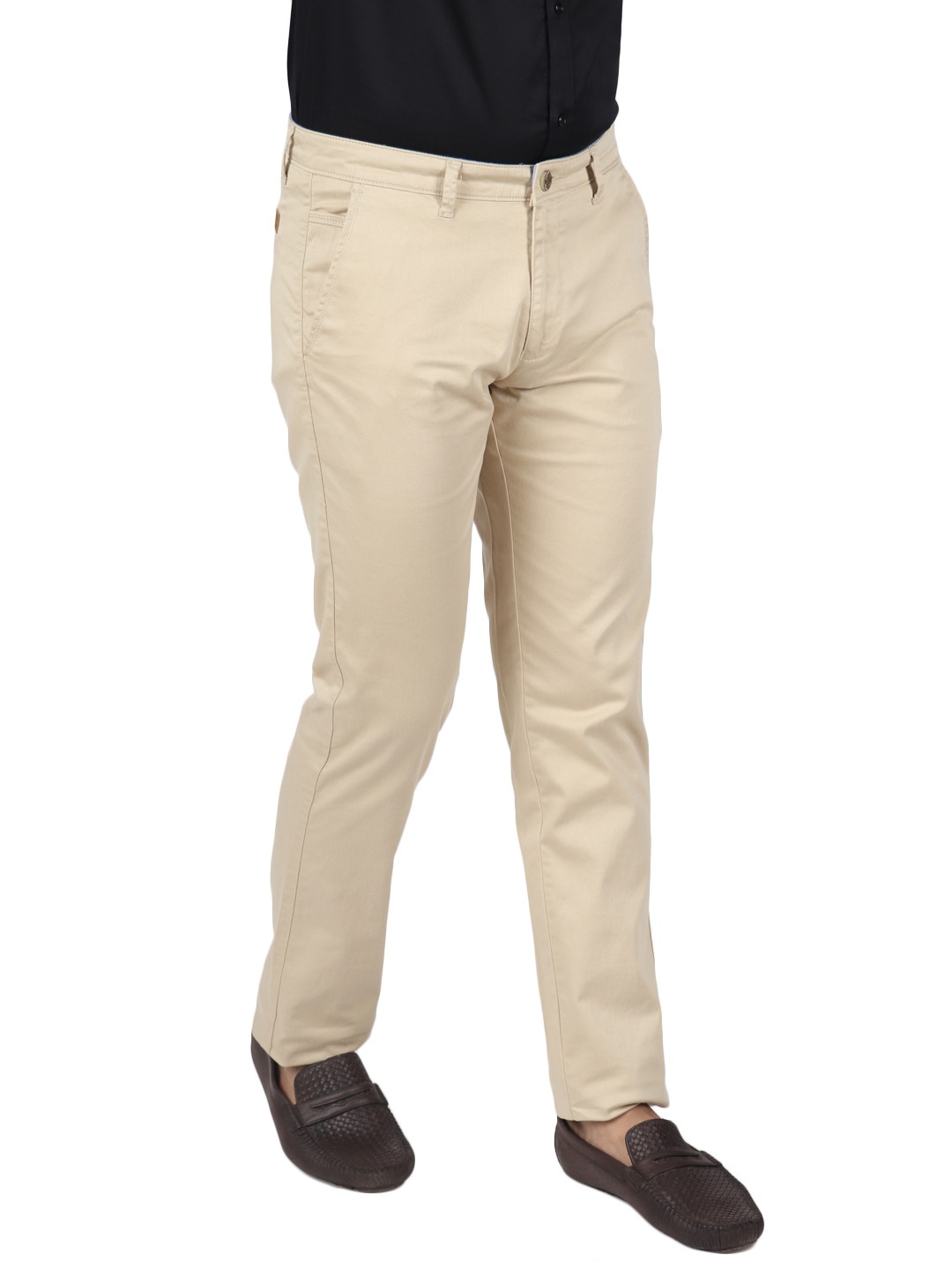D'cot by Donear Men's Beige Cotton Trousers