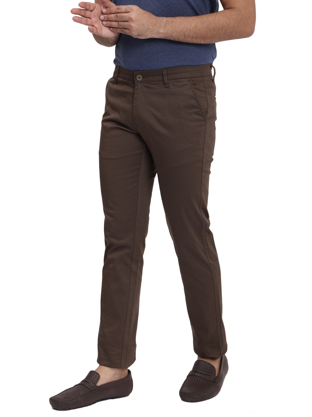 D'cot by Donear | D'cot by Donear Men's Brown Cotton Trousers 1