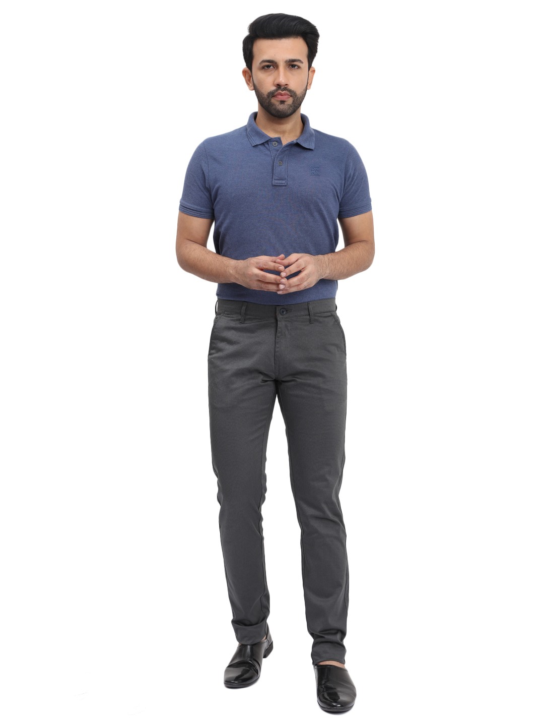 D'cot by Donear Men's Grey Cotton Trousers