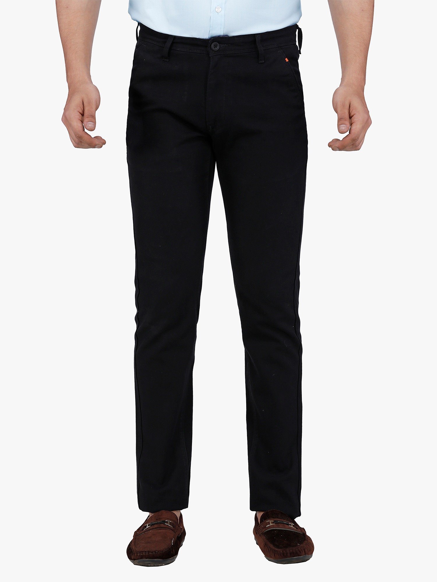 D'cot by Donear Men Black Cotton Relaxed Solid Casual Trouser