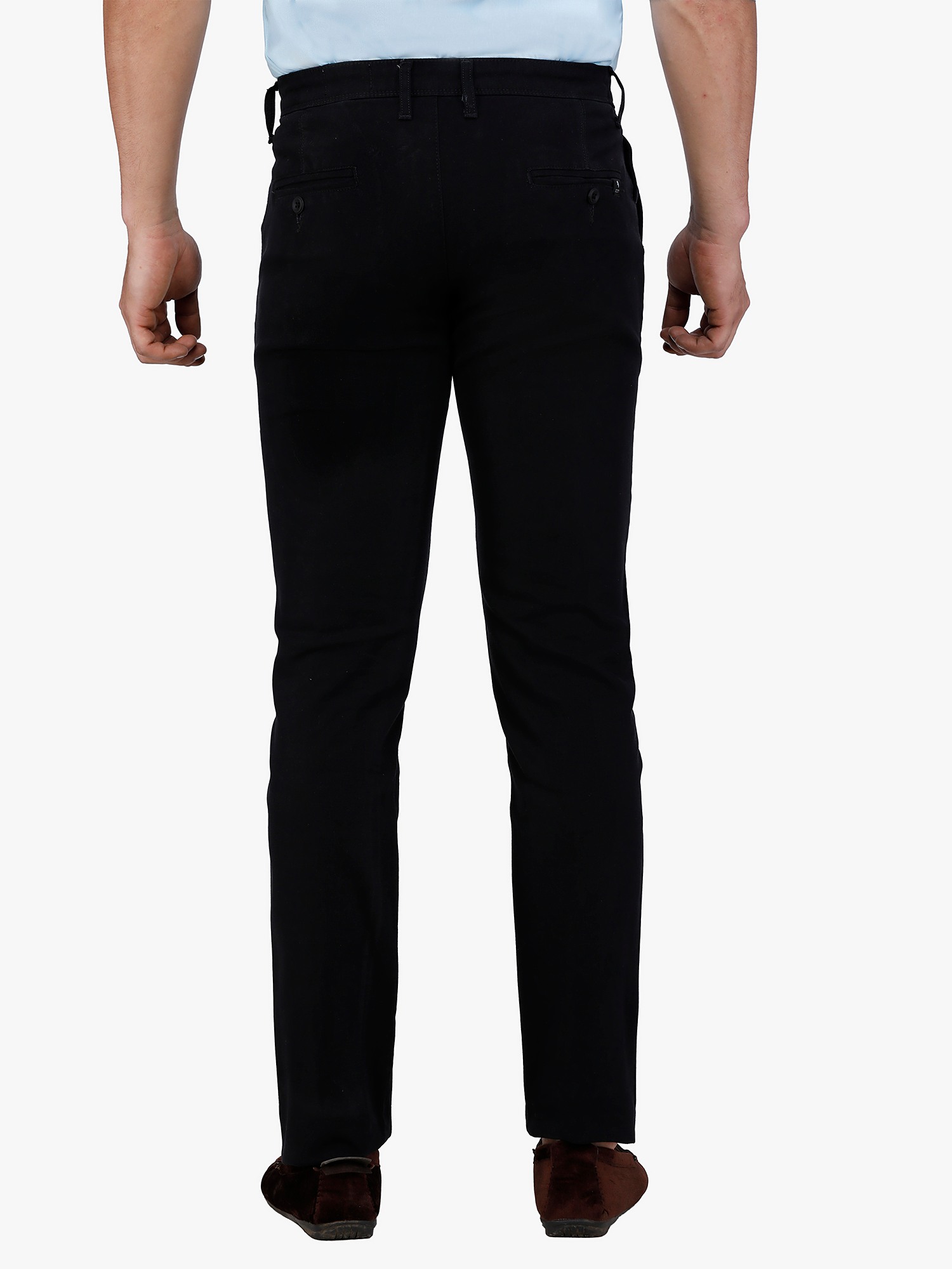 D'cot by Donear Men Black Cotton Relaxed Solid Casual Trouser
