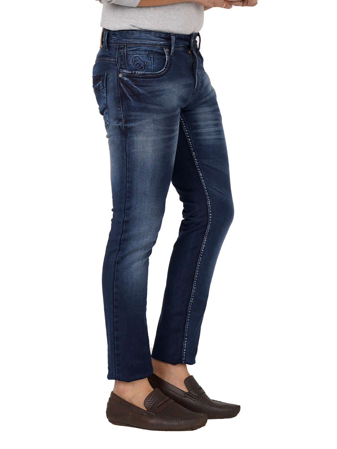 D'cot by Donear Men's Greyish Blue Cotton Jeans