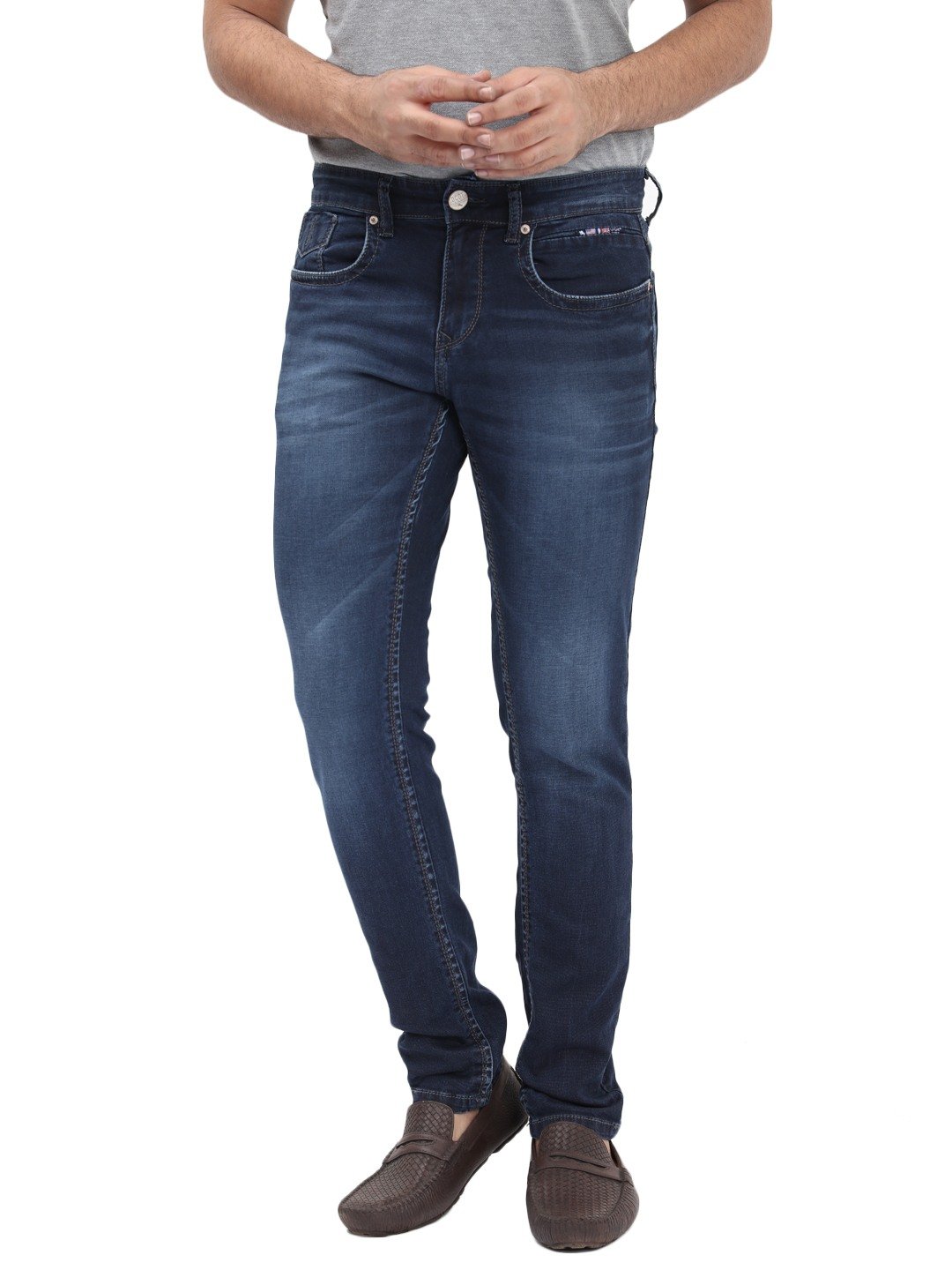 D'cot by Donear Men's Navy Blue Cotton Jeans