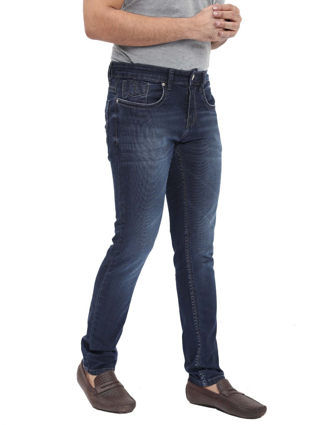 D'cot by Donear Men's Navy Blue Cotton Jeans