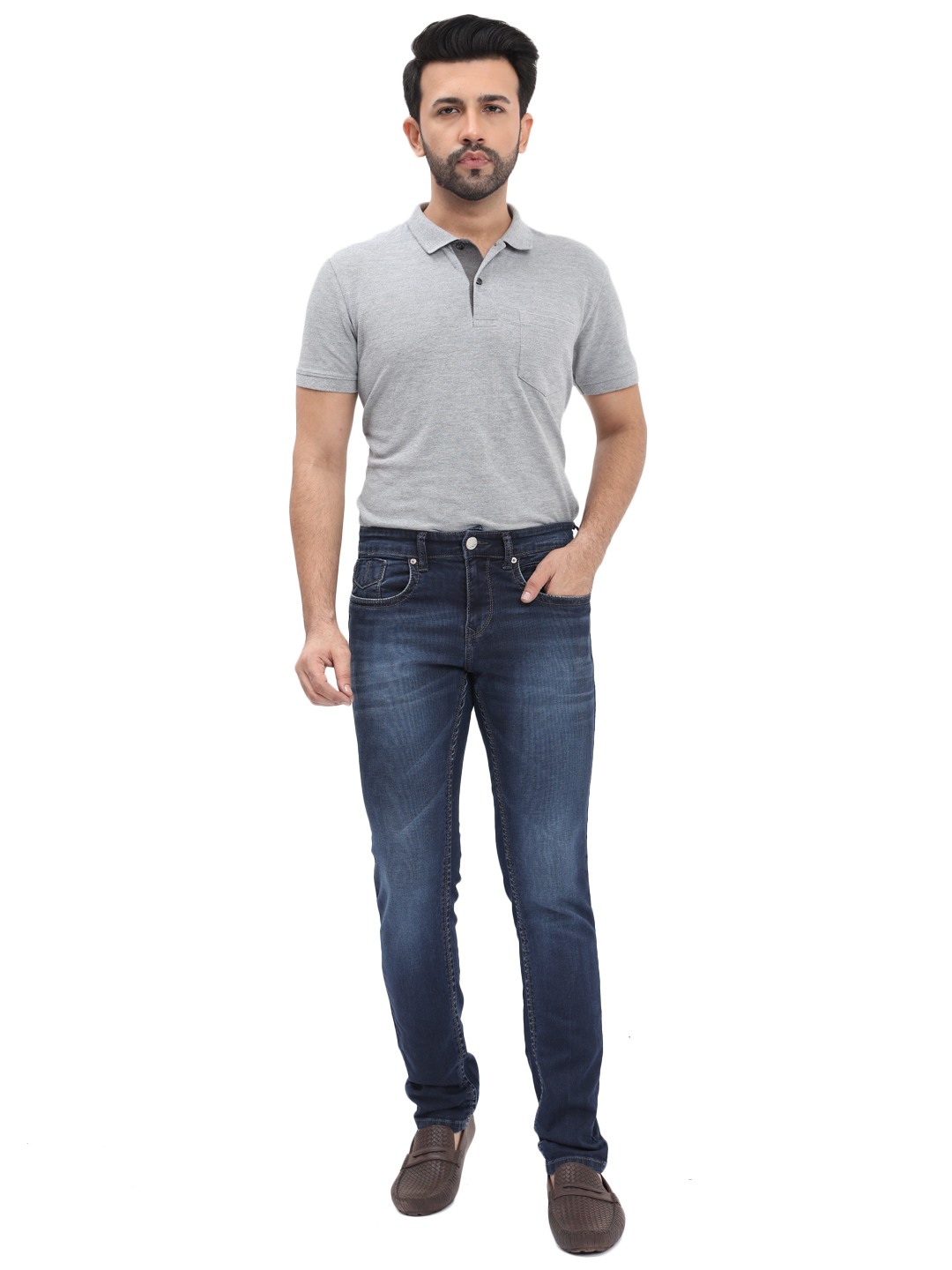 D'cot by Donear Men's Navy Blue Cotton Jeans