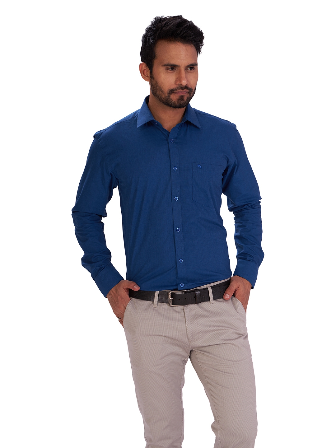 D'cot by Donear | D'cot by Donear Men's Navy Blue Cotton Formal Shirts 0