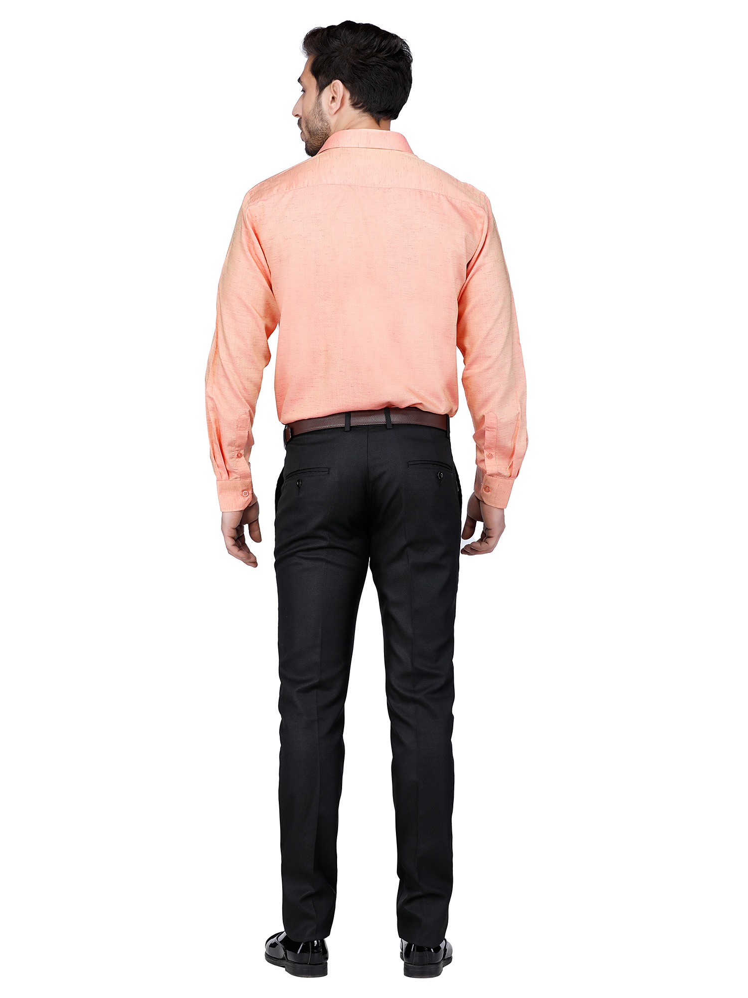D'cot by Donear Men Orange Polycotton Slim Solid Formal Shirts
