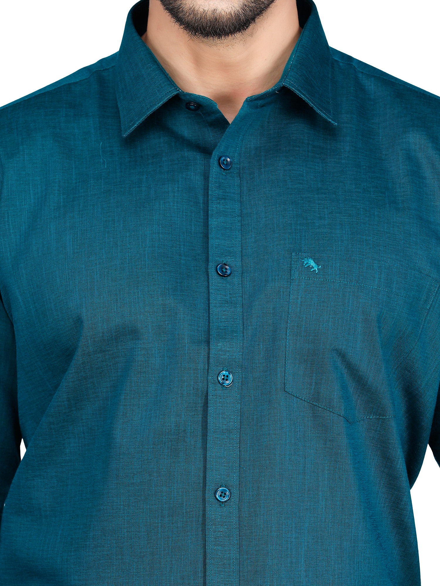 D'cot by Donear Men Green Polycotton Slim Solid Formal Shirts