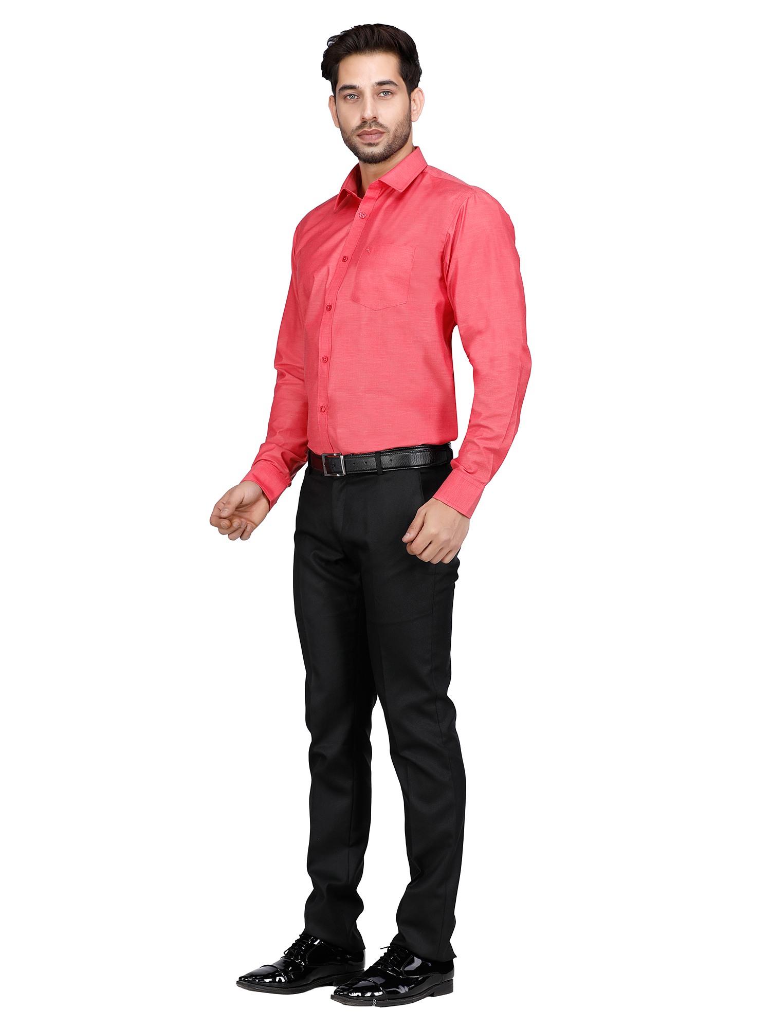 D'cot by Donear Men Pink Polycotton Slim Solid Formal Shirts