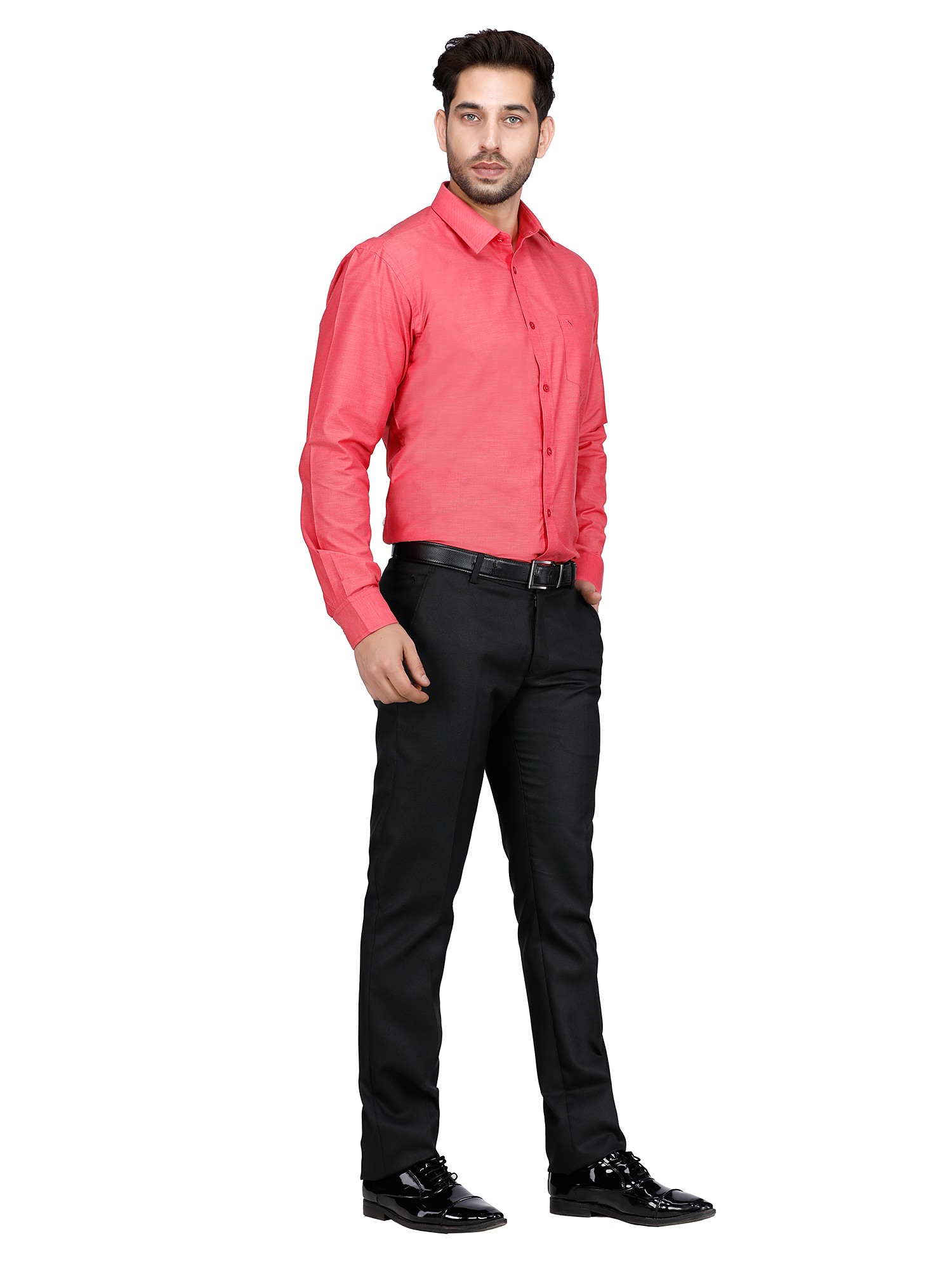 D'cot by Donear Men Pink Polycotton Slim Solid Formal Shirts