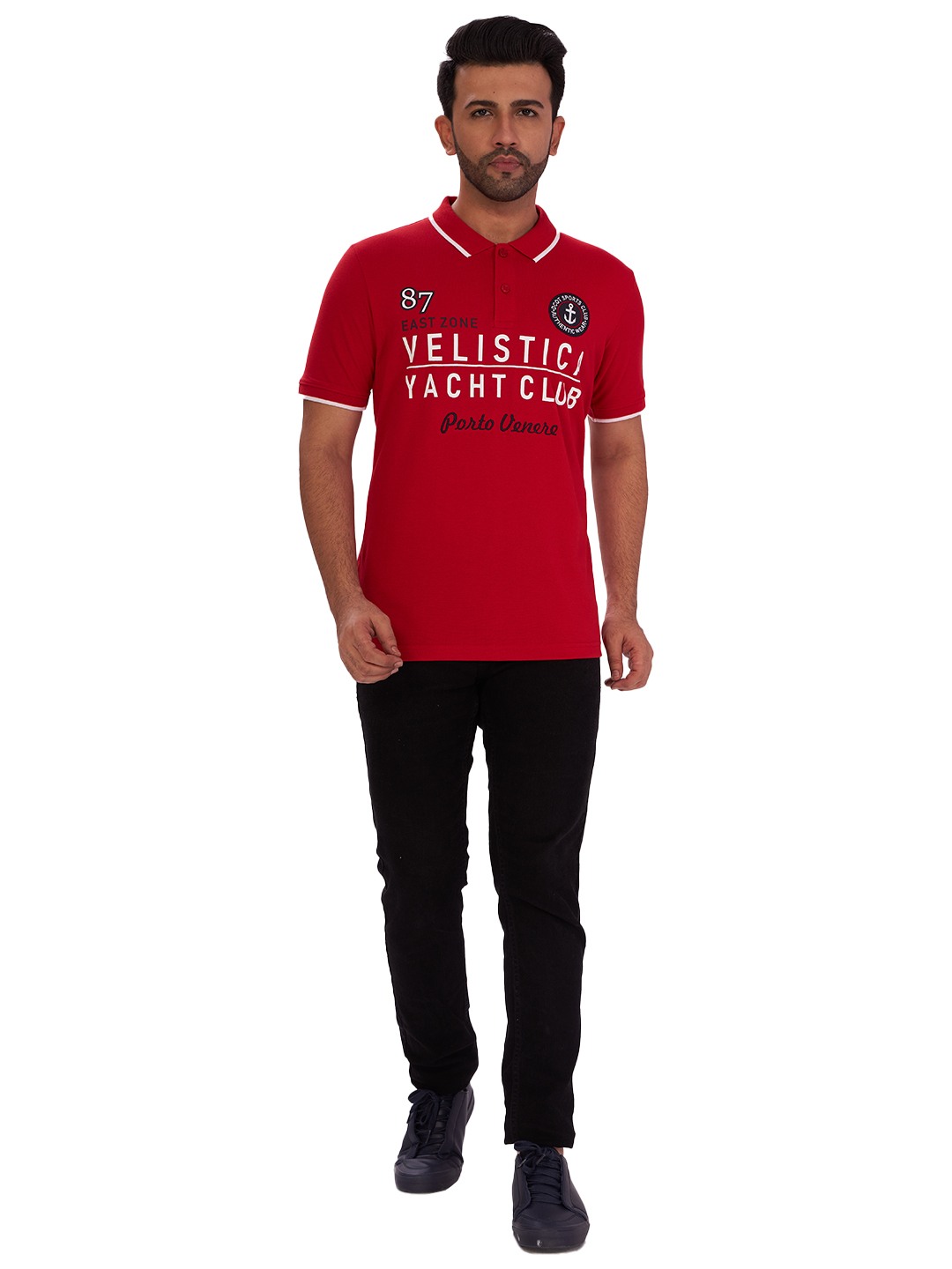 D'cot by Donear Men's Red Cotton T-Shirts