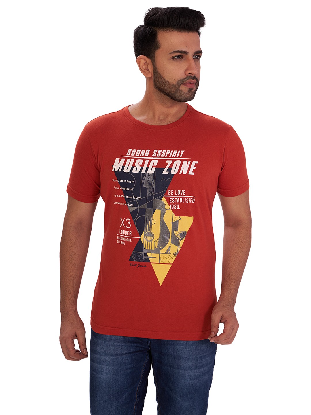 D'cot by Donear Men's Red Polycotton TShirts