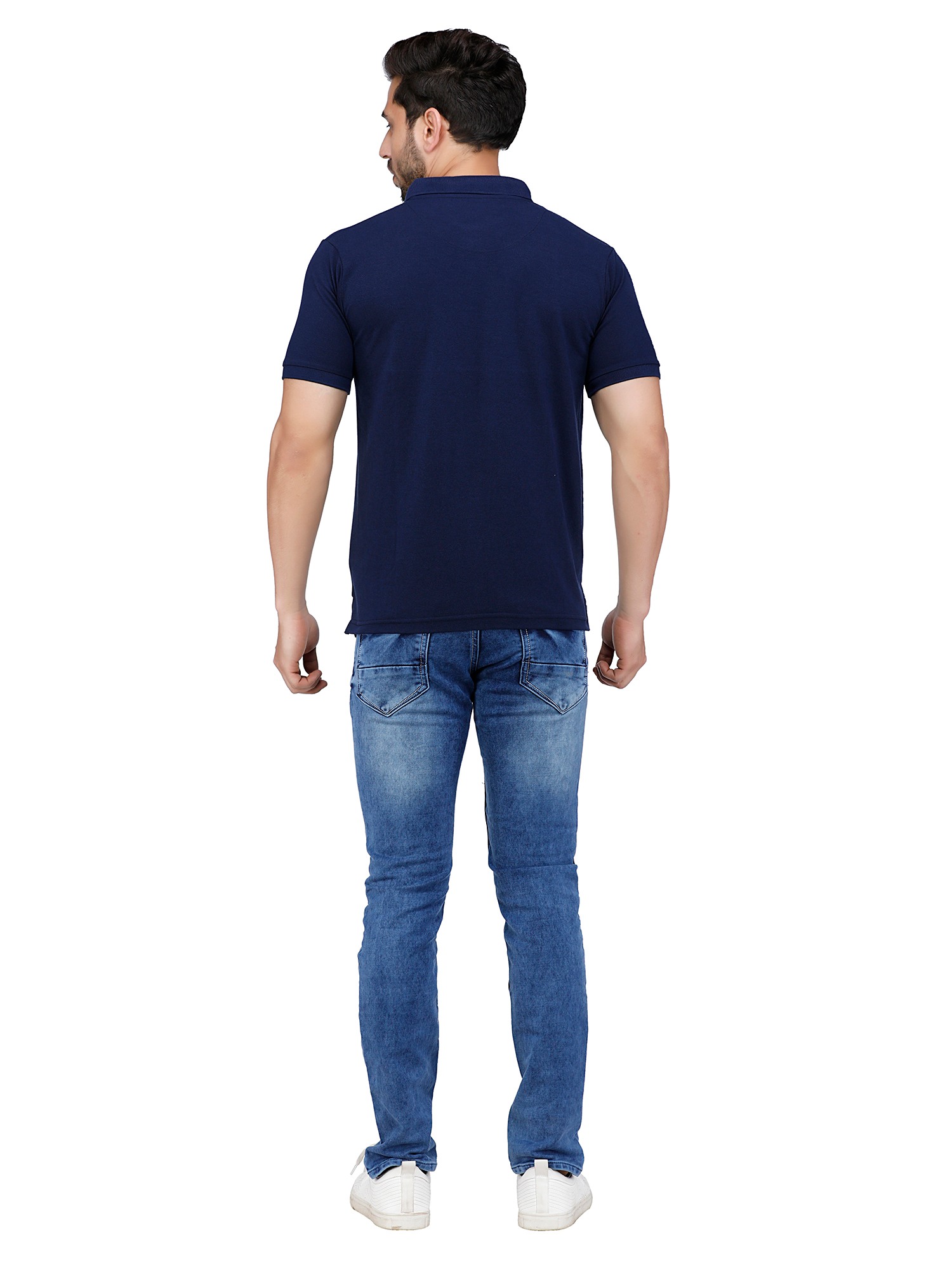 D'cot by Donear Men Blue Cotton Regular Solid T-Shirts
