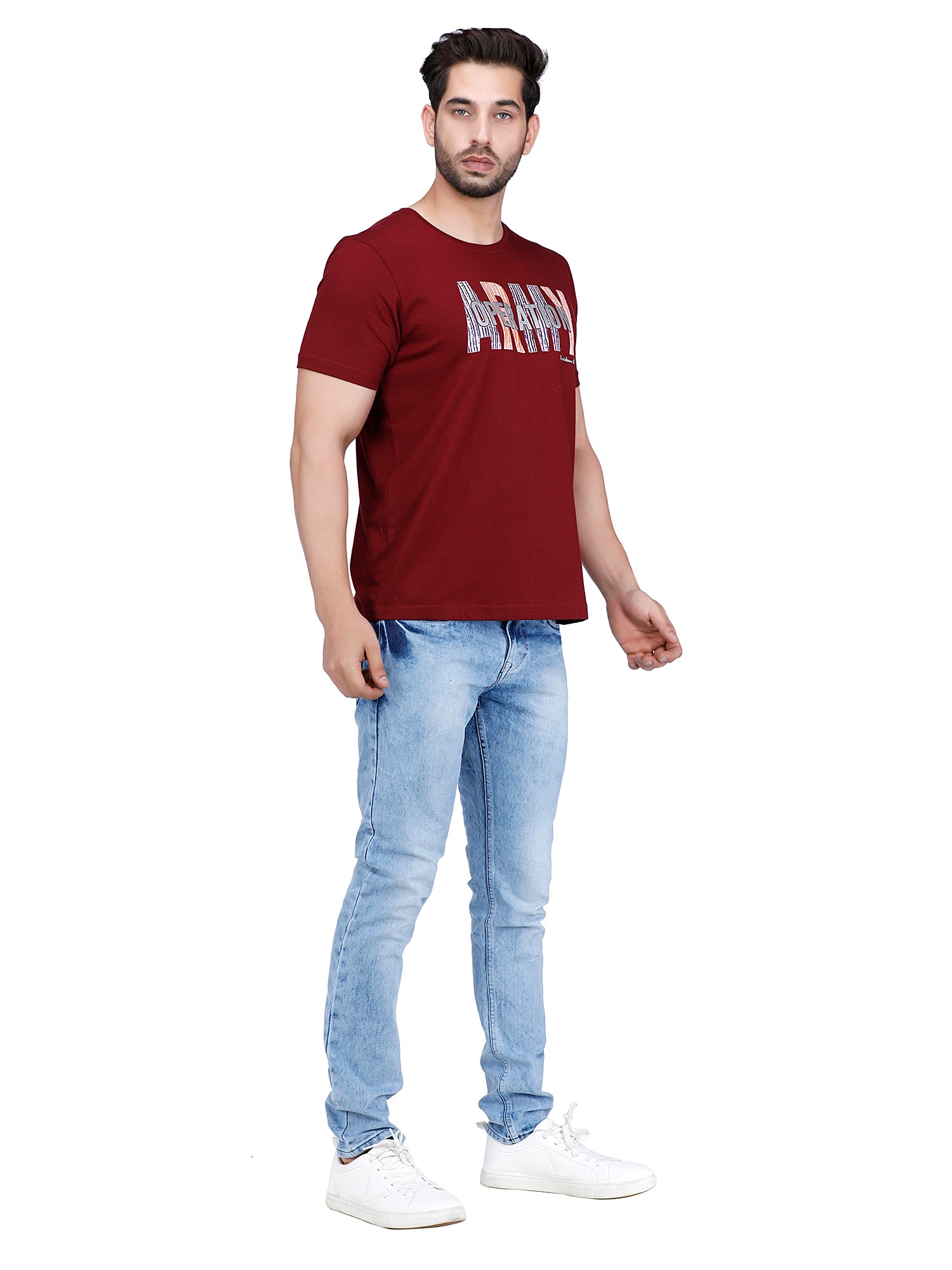 D'cot by Donear Men Red Polycotton Regular Graphics TShirts