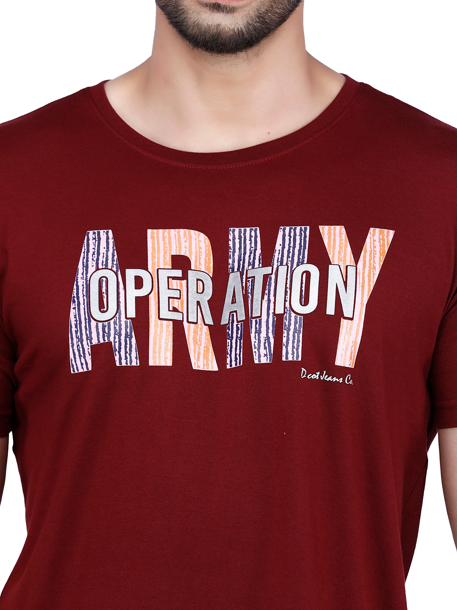 D'cot by Donear Men Red Polycotton Regular Graphics TShirts