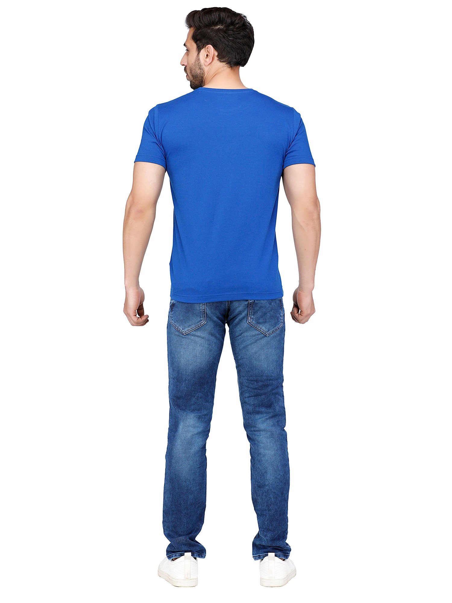 D'cot by Donear Men Blue Polycotton Regular Graphics TShirts