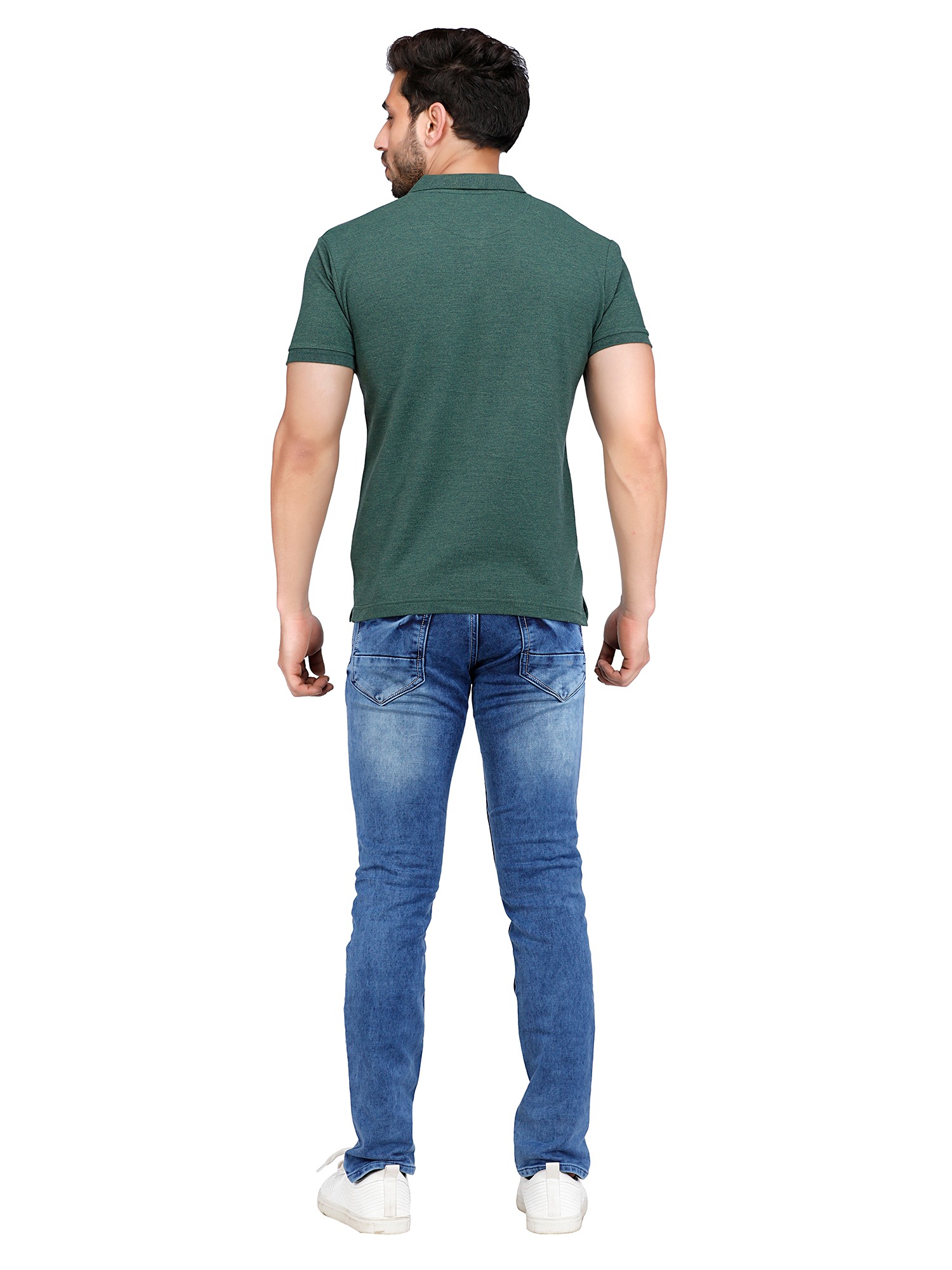 D'cot by Donear Men Green Cotton Regular Textured T-Shirts