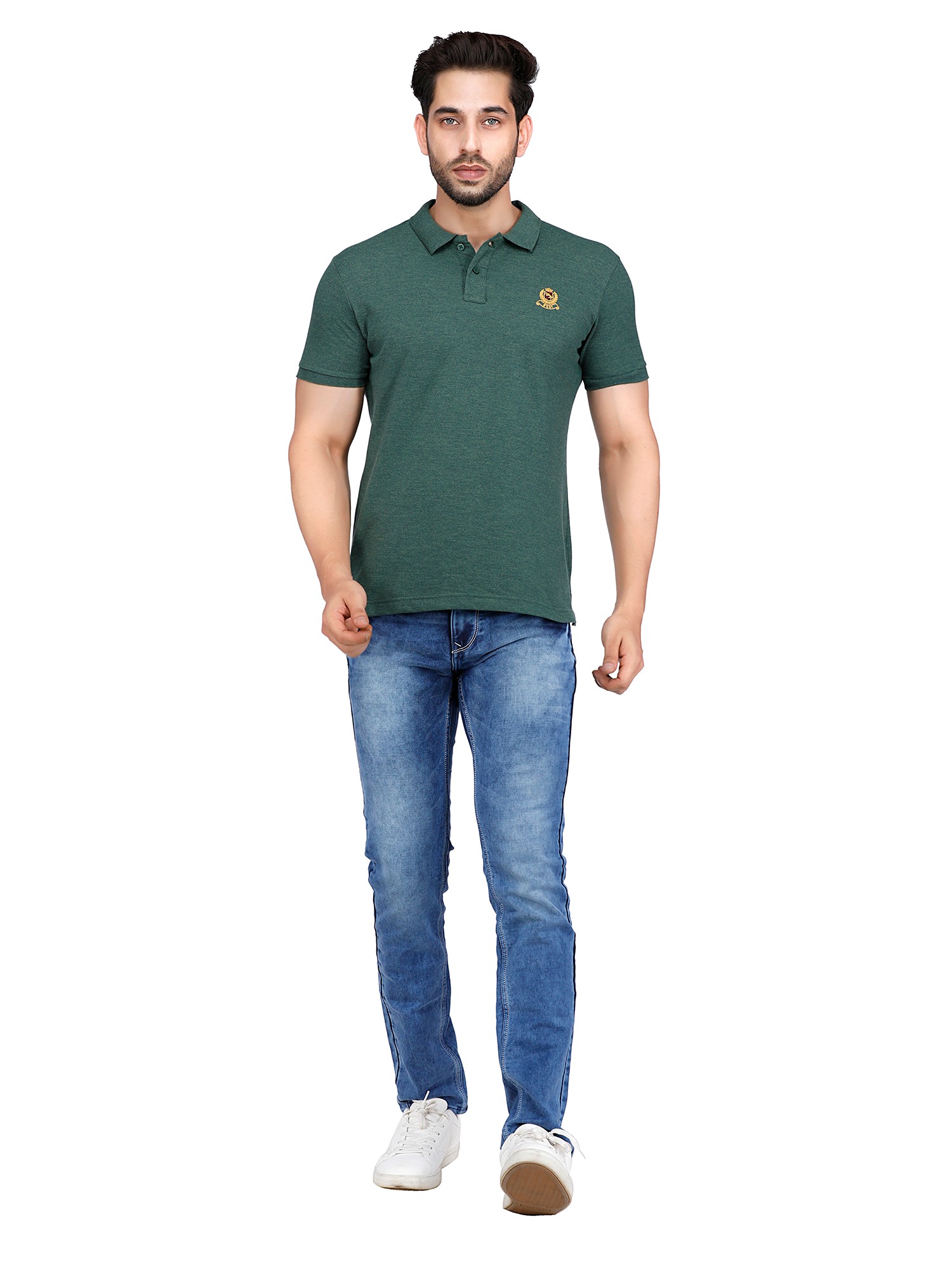 D'cot by Donear Men Green Cotton Regular Textured T-Shirts
