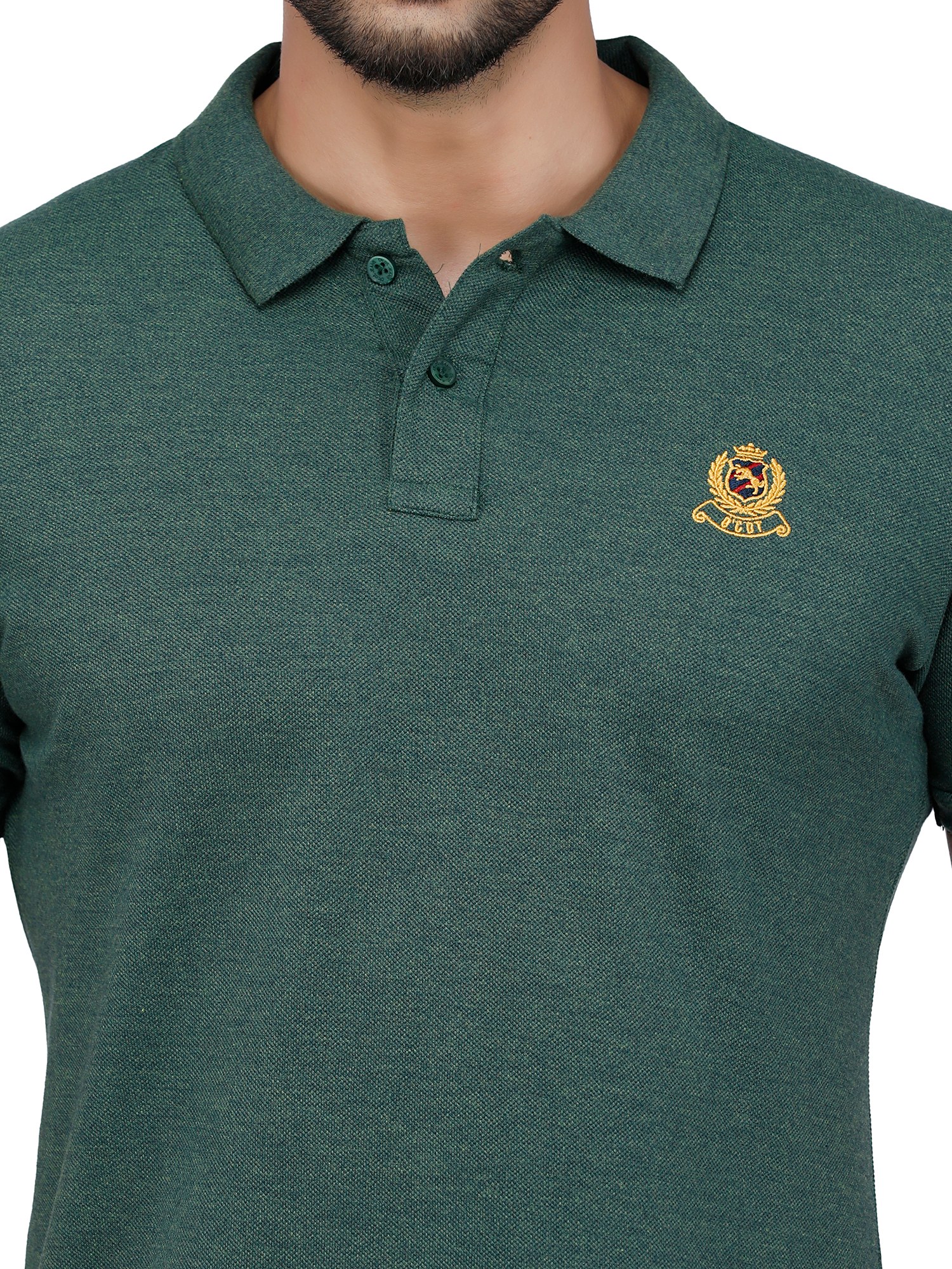D'cot by Donear Men Green Cotton Regular Textured T-Shirts