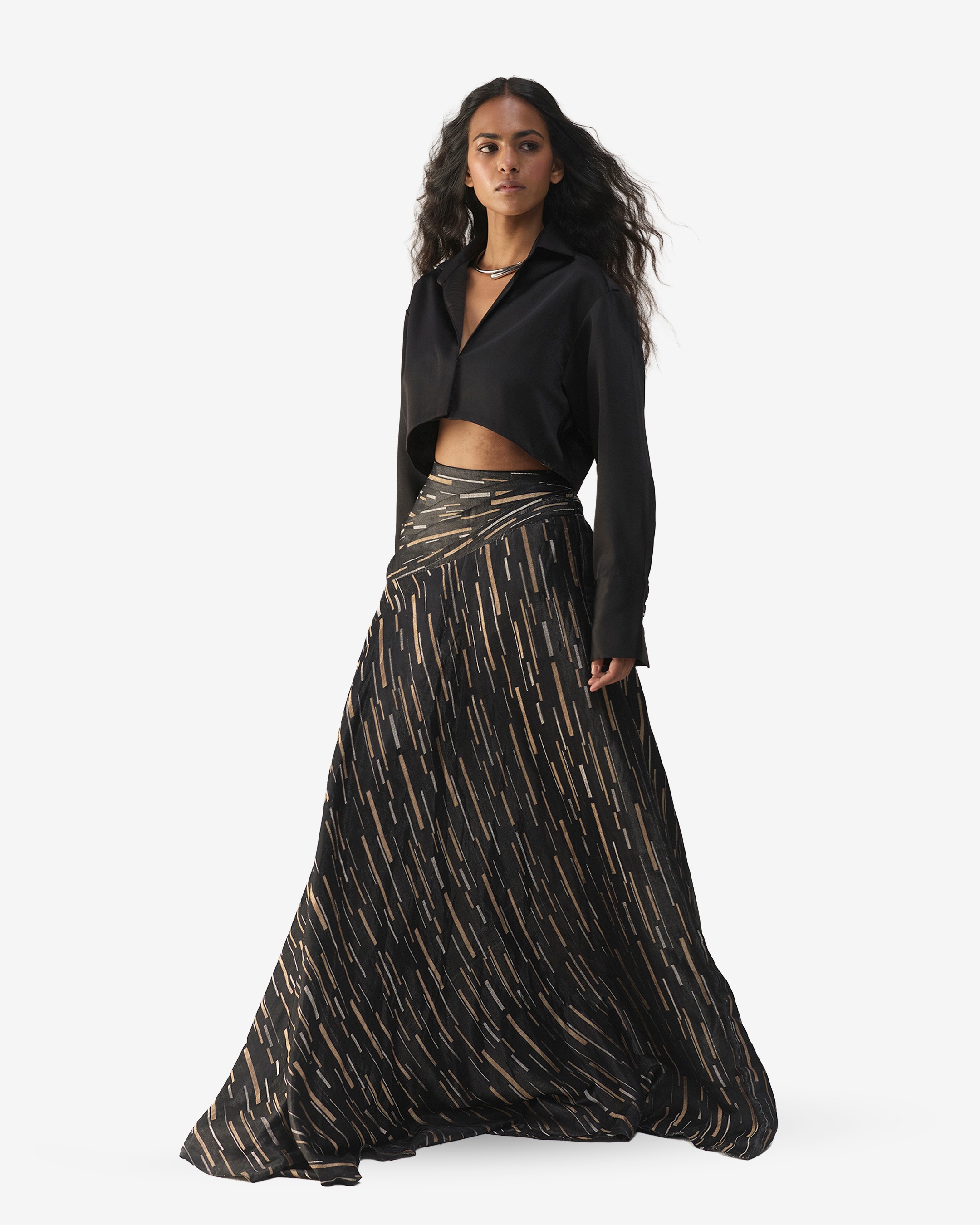 Black Onyx Bias Skirt Set