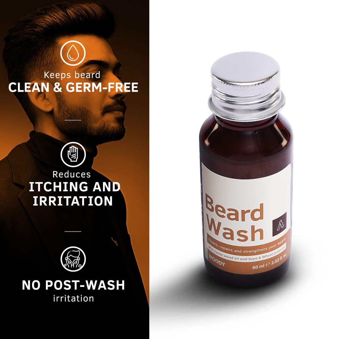 Ustraa | Ustraa Beard growth Oil Advanced - 60ml And Beard Wash Woody - 60ml 1