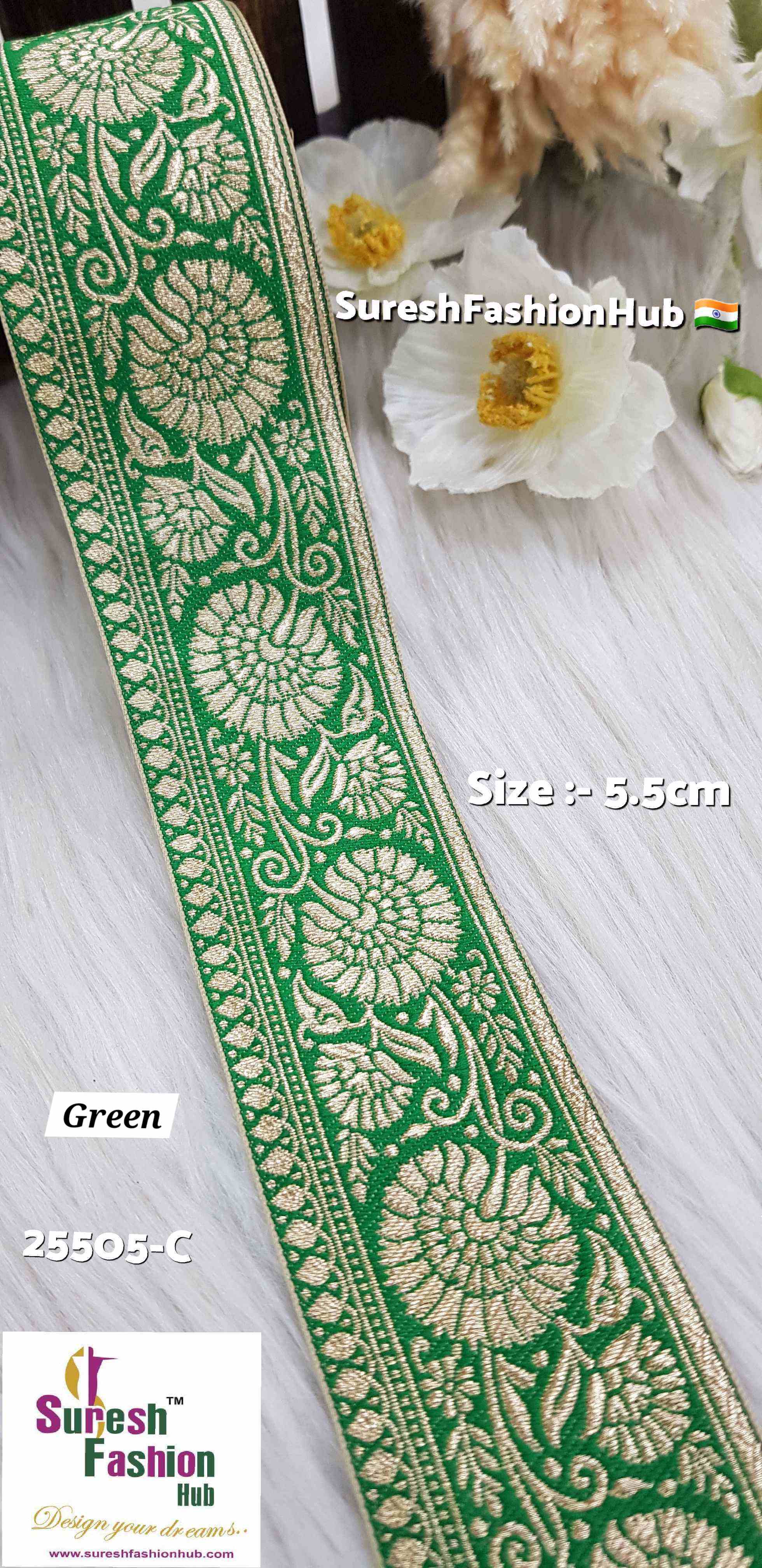 Certainly! Here are some ALT text suggestions that incorporate a variety of keywords to help improve your visibility on Google:  1. "Navratri Banarasi Laces - Traditional Indian Festive Laces" 2. "Golden Silver Banarasi Lace - Elegant Metallic Trims for Garments" 3. "Cutwork Banarasi Laces - Intricate Openwork Designs"