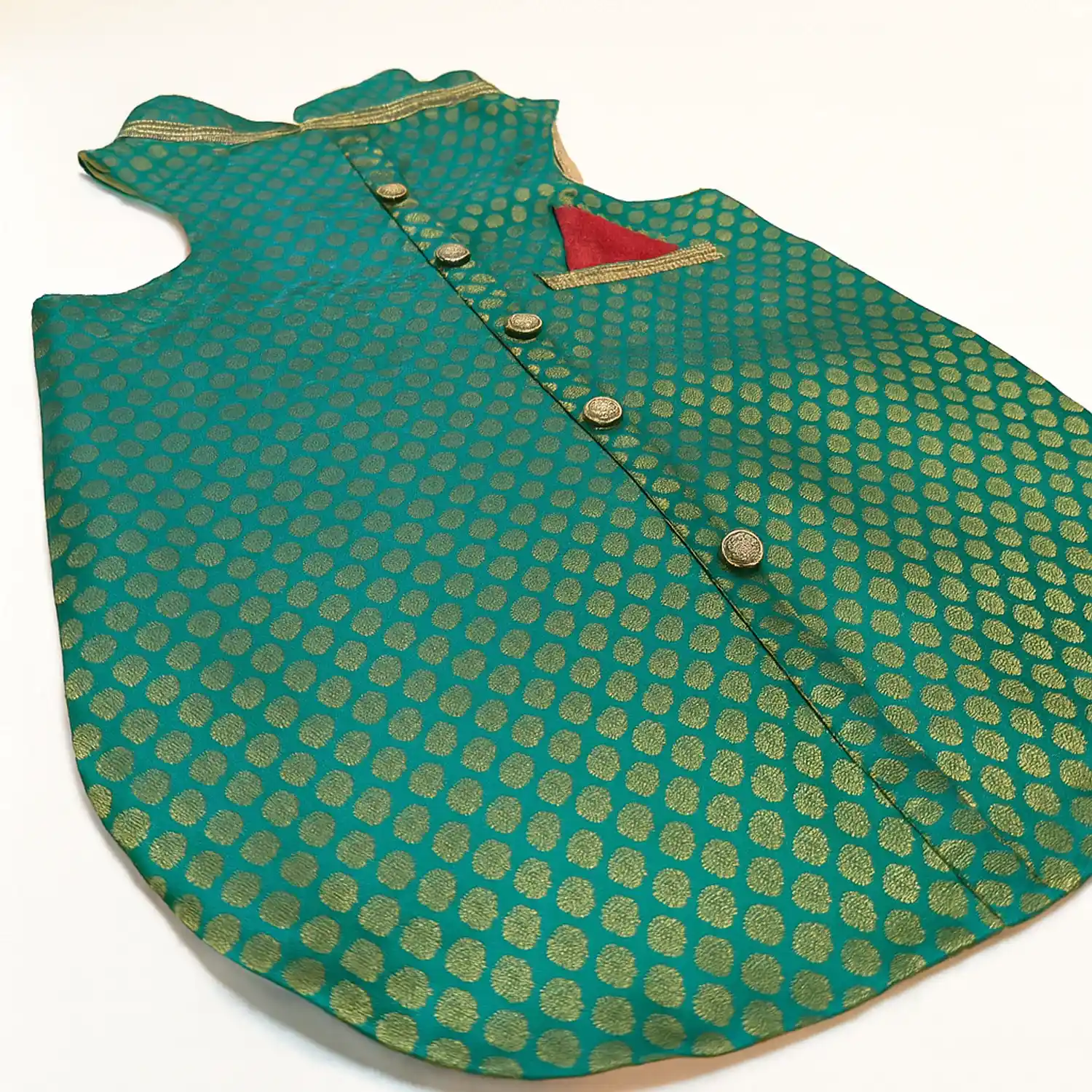 Pawsindia Traditional Royal Brocade Kurta for Dogs - Aqua Green | Ethnic Festive Wear