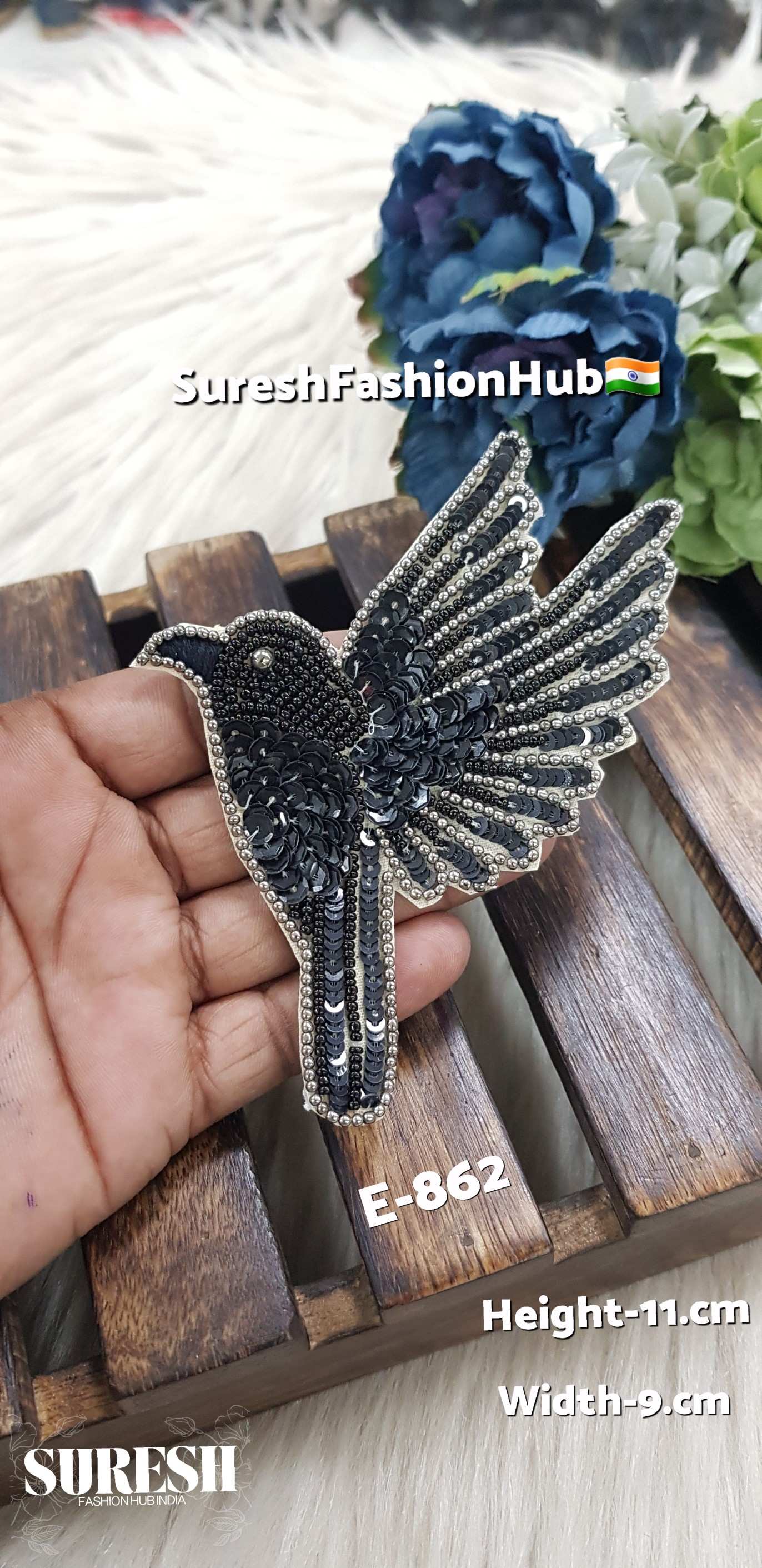Left Side Facing Black Dove Patch