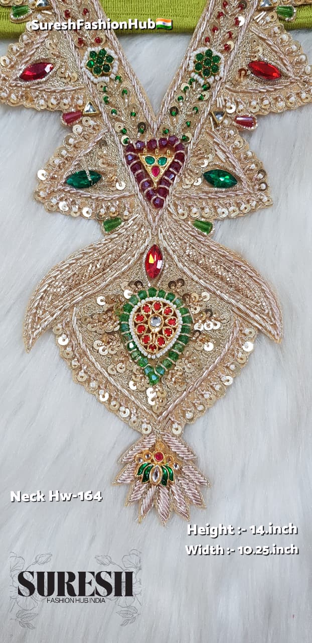 Gold Royal Handmade Zardosi Meenakari Necklace Neck – HW Neck 164