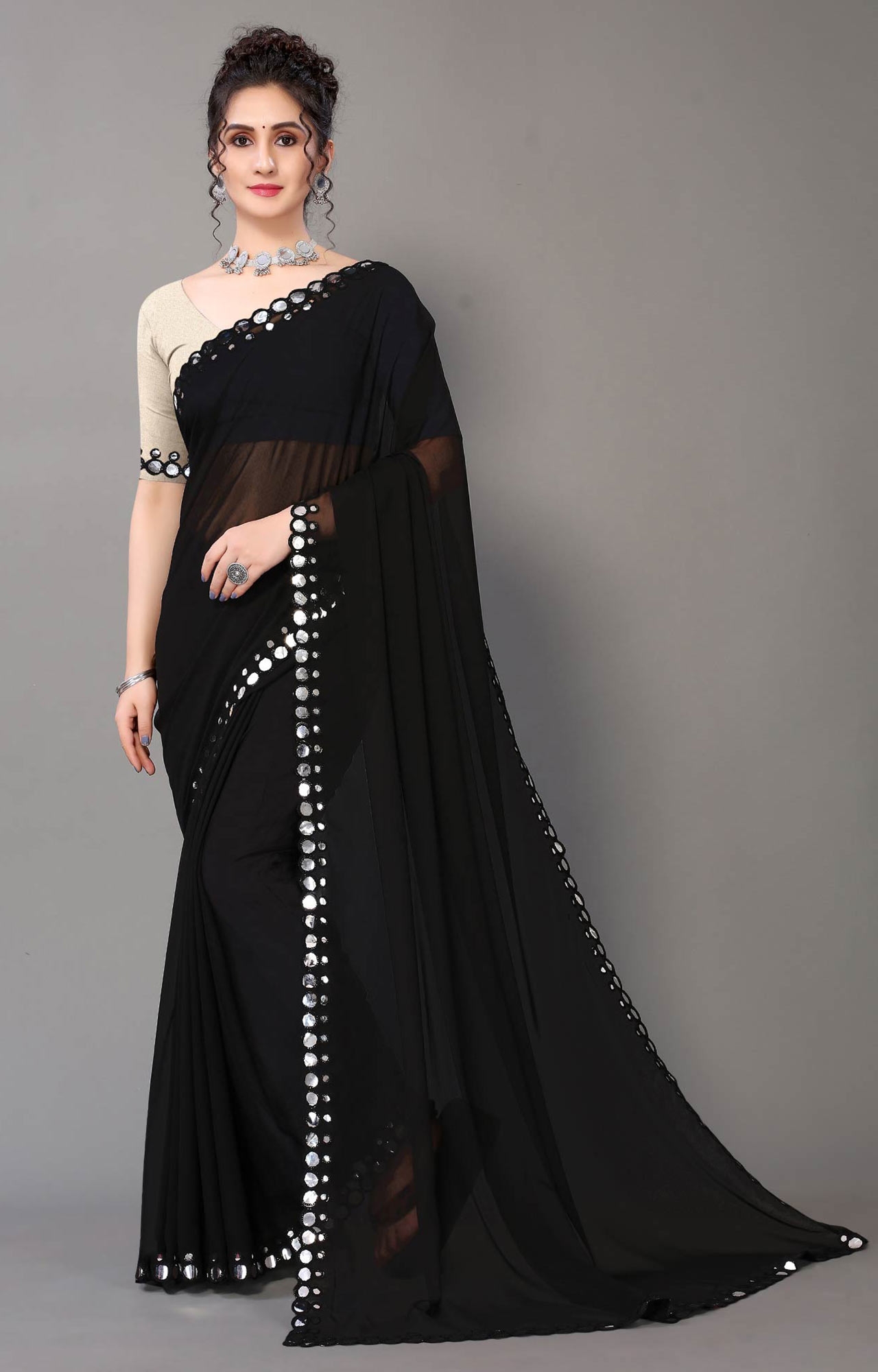 Buy Black Sarees for Women by GRIVA DESIGNER Online | Ajio.com-sgquangbinhtourist.com.vn