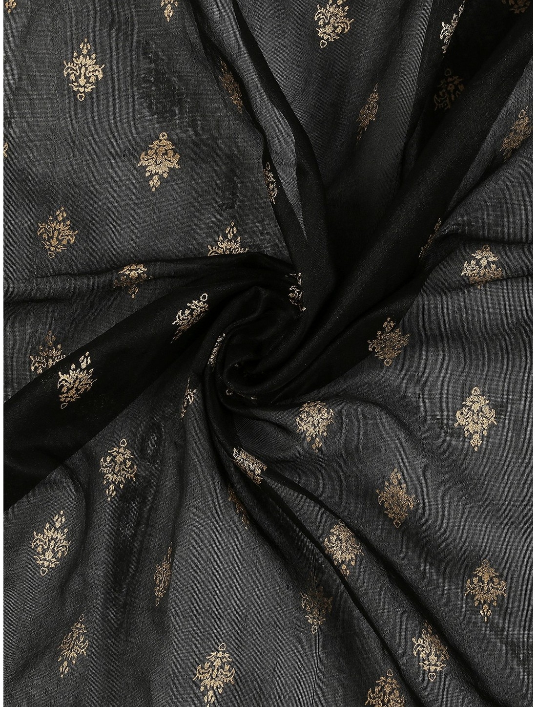 Get Wrapped | Get Wrapped Black Foil Printed Dupatta with Borders  for Women 5