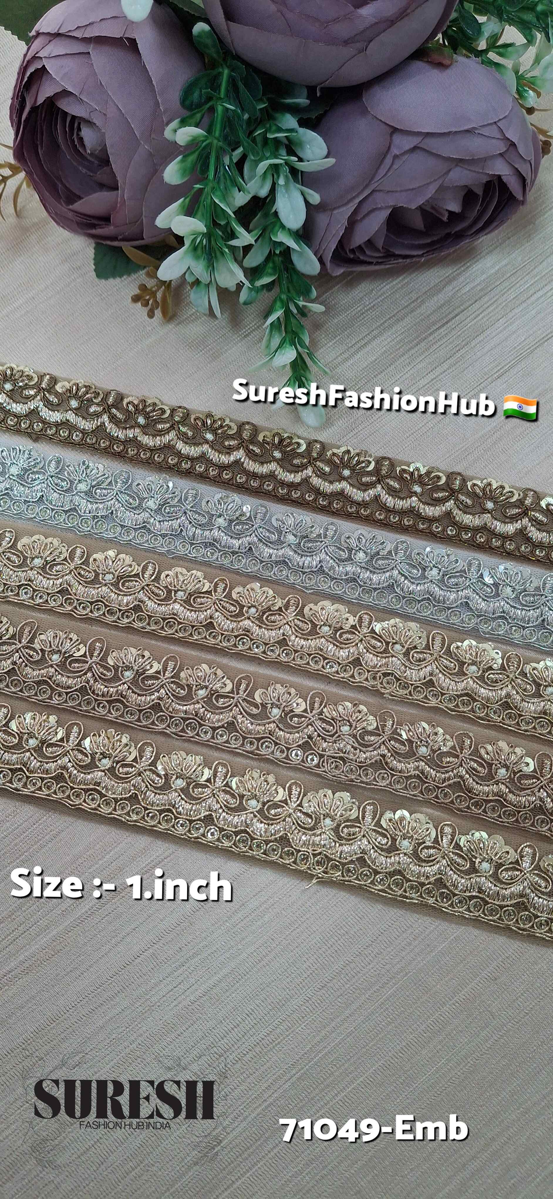 Water Silver Scalloped Embroidery Lace