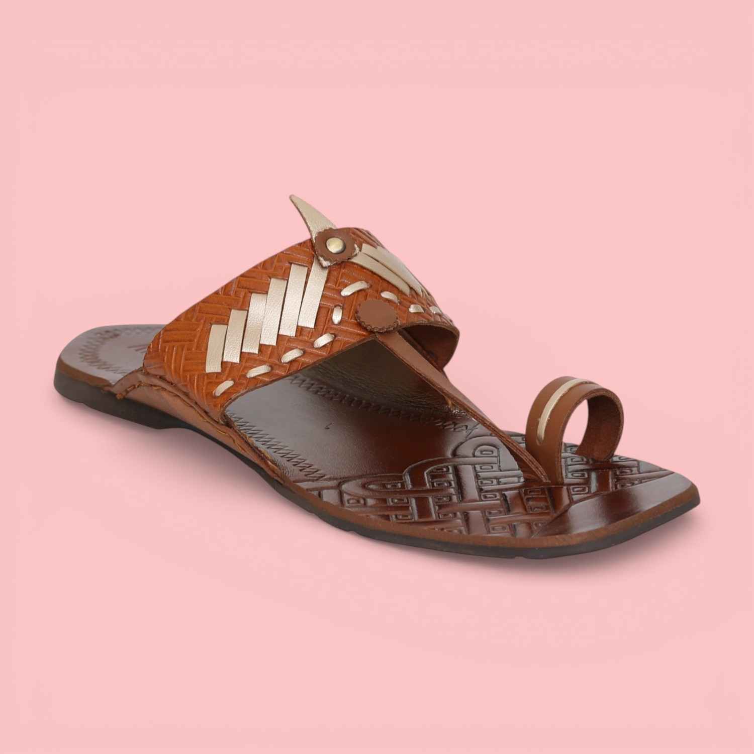 Men Traditional Tan Kolhapuri Chappal