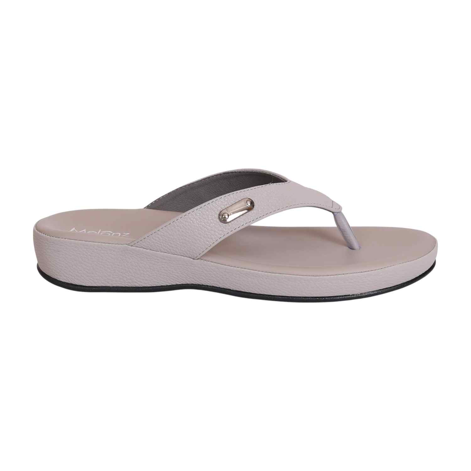 Women Gunmetal Thong Wedge Sandals