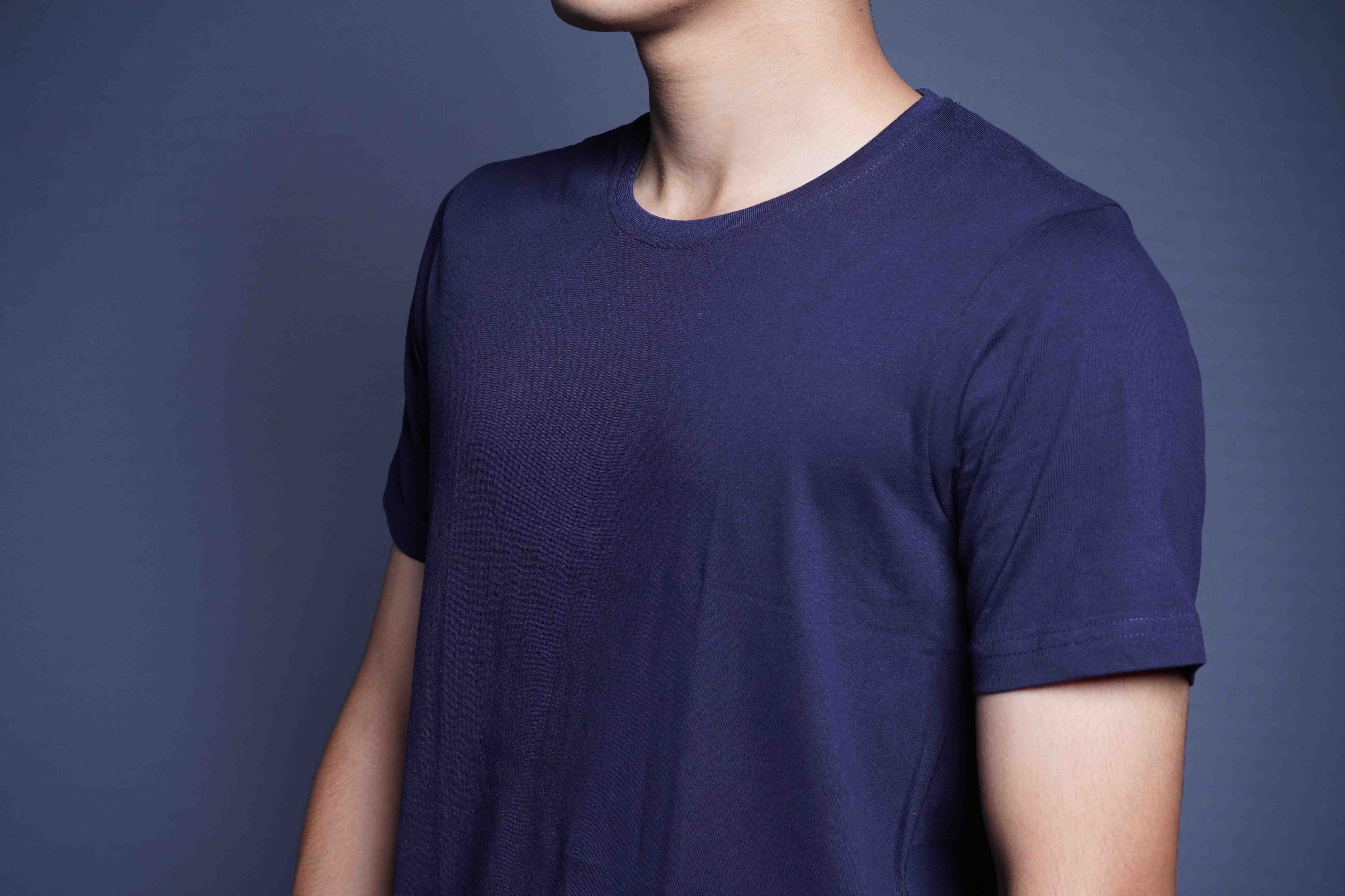 One Denim Enduring Denim Blue Round Neck Cotton T-Shirt