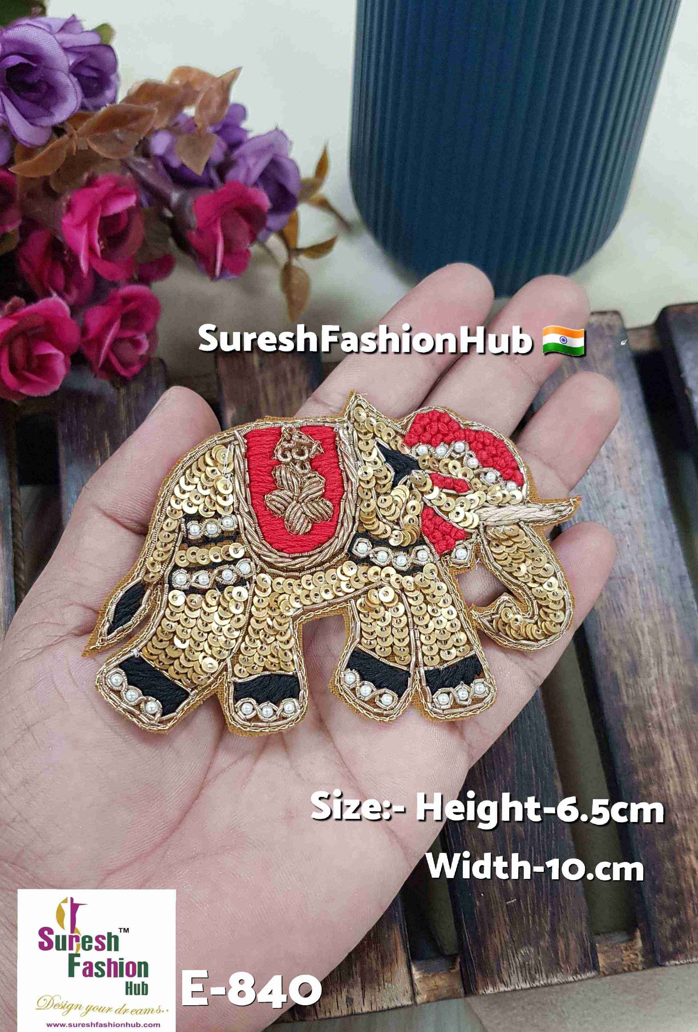 Regal Elephant Zardosi Patch– Right Facing