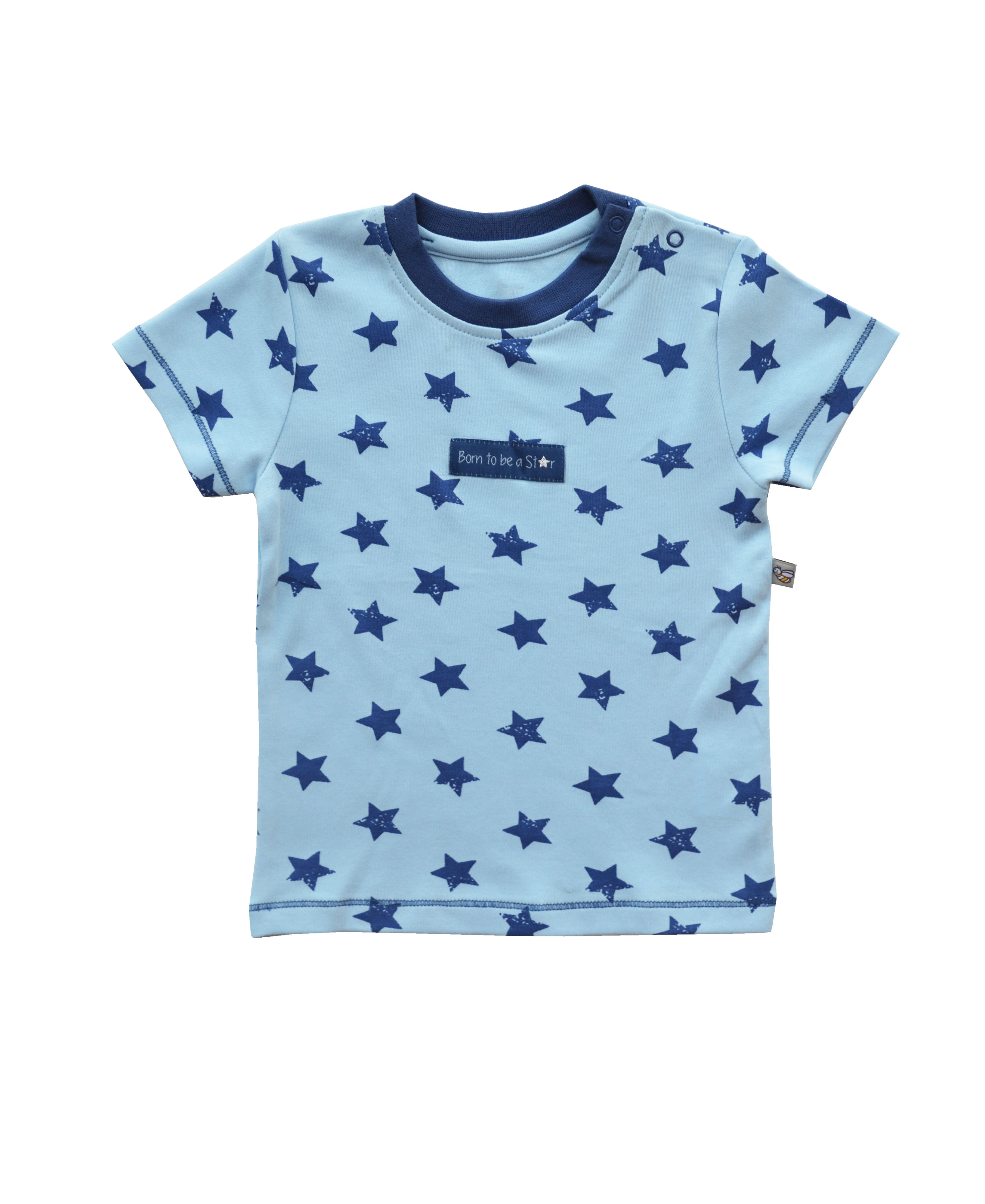 Babeez | Blue T-Shirt with Star Print (100% Cotton Interlock Biowash) undefined