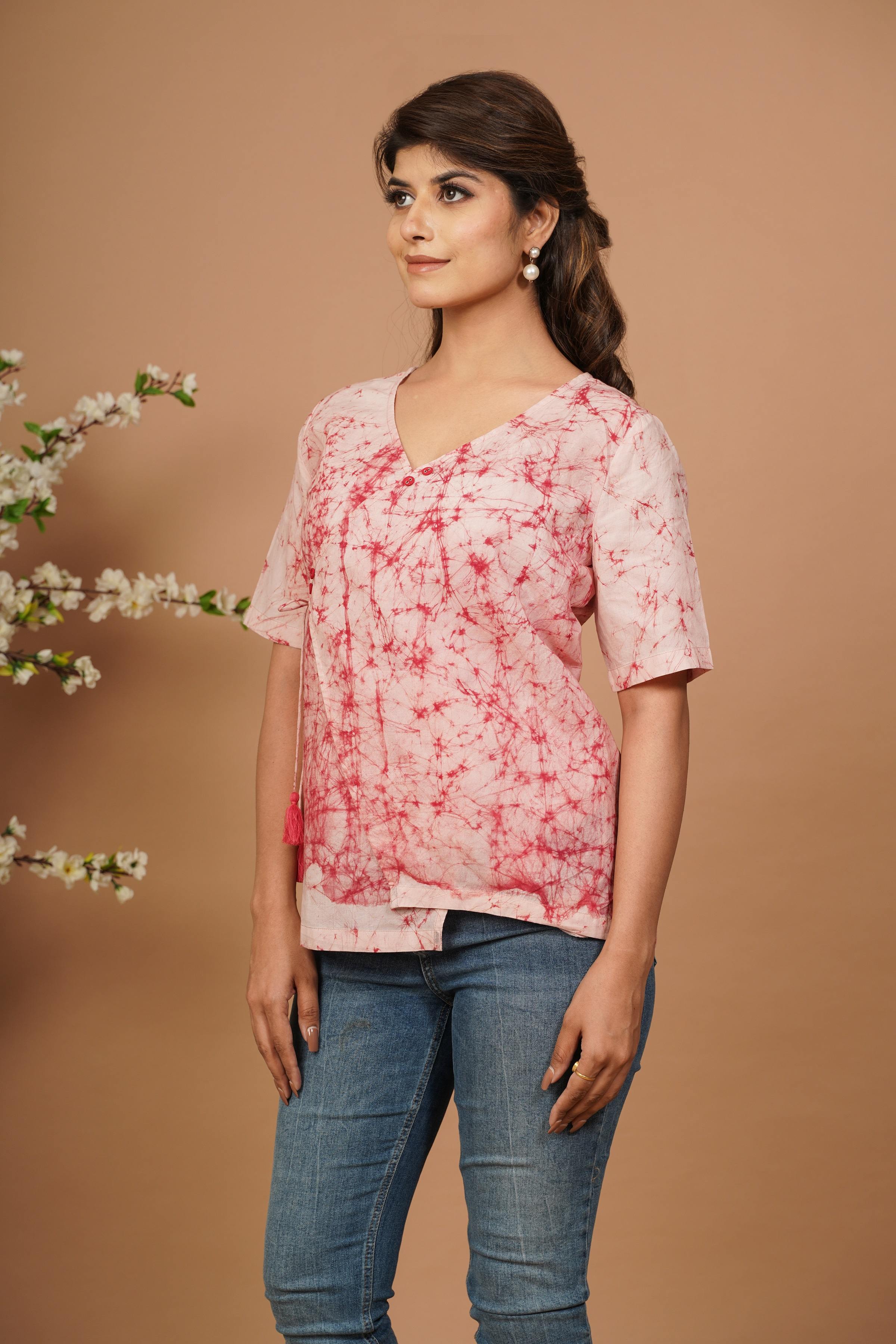 tie dye cotton Wrap Top