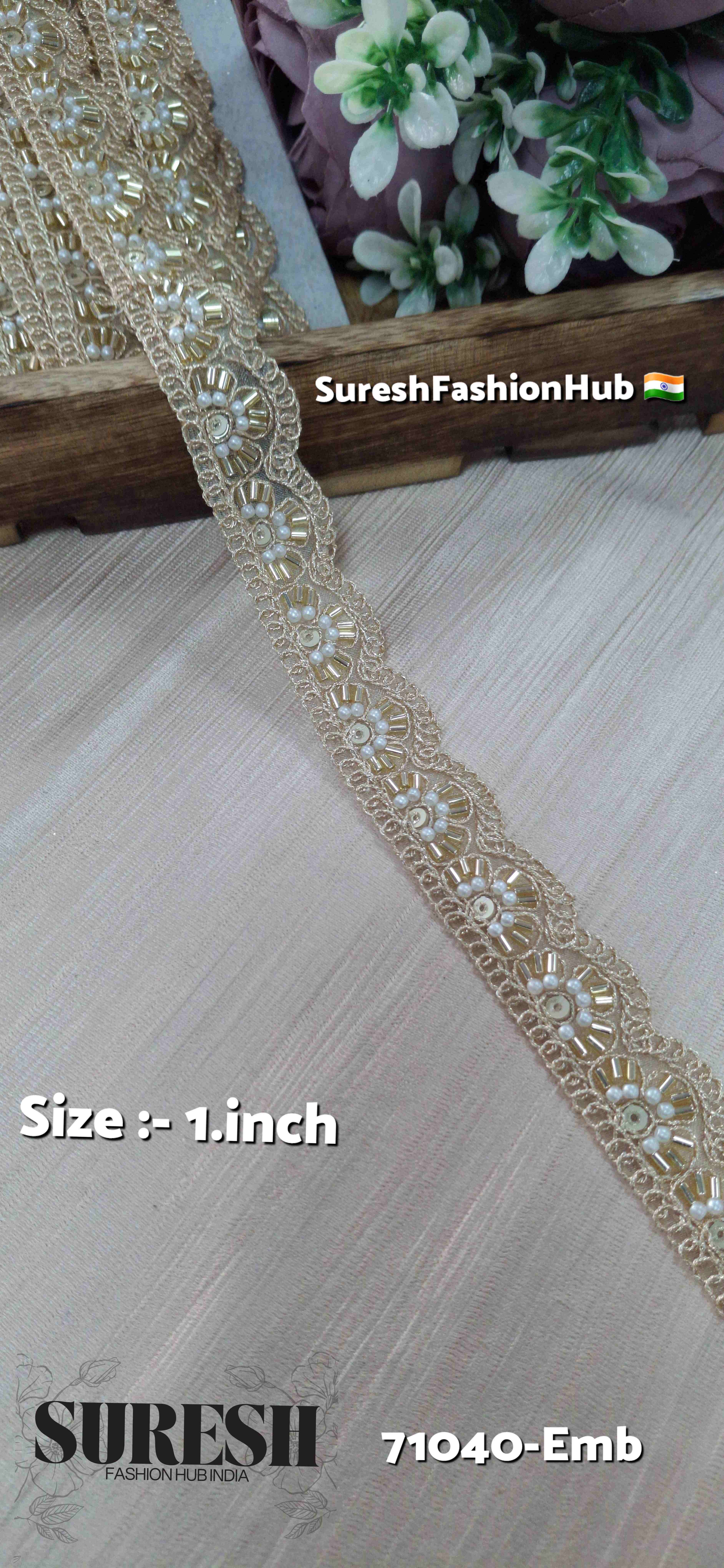 Radiant Organza Embroidered Border Pearl Gold