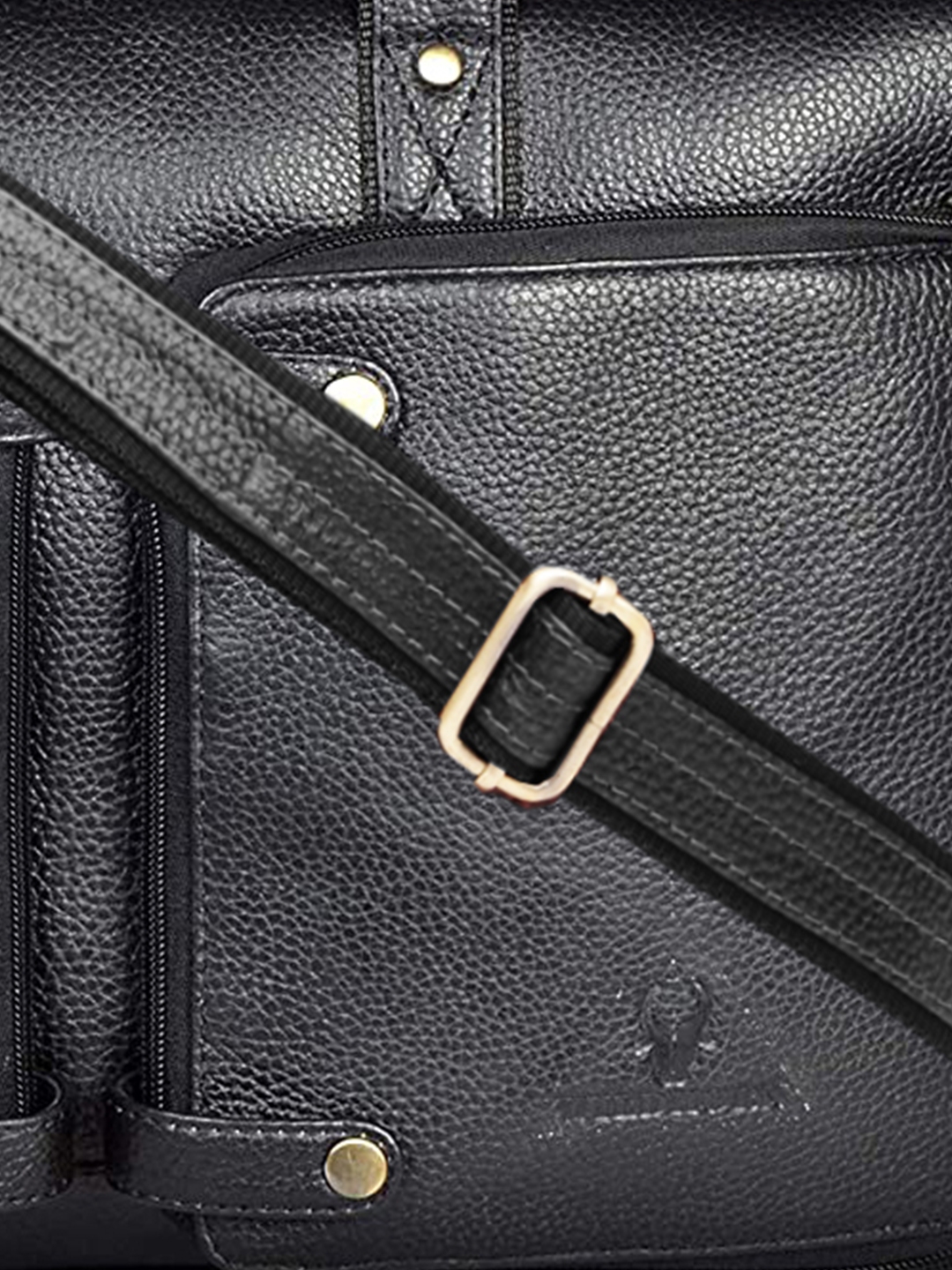WildHorn | WildHorn 100% Genuine Leather Black Laptop Bag for Men 4