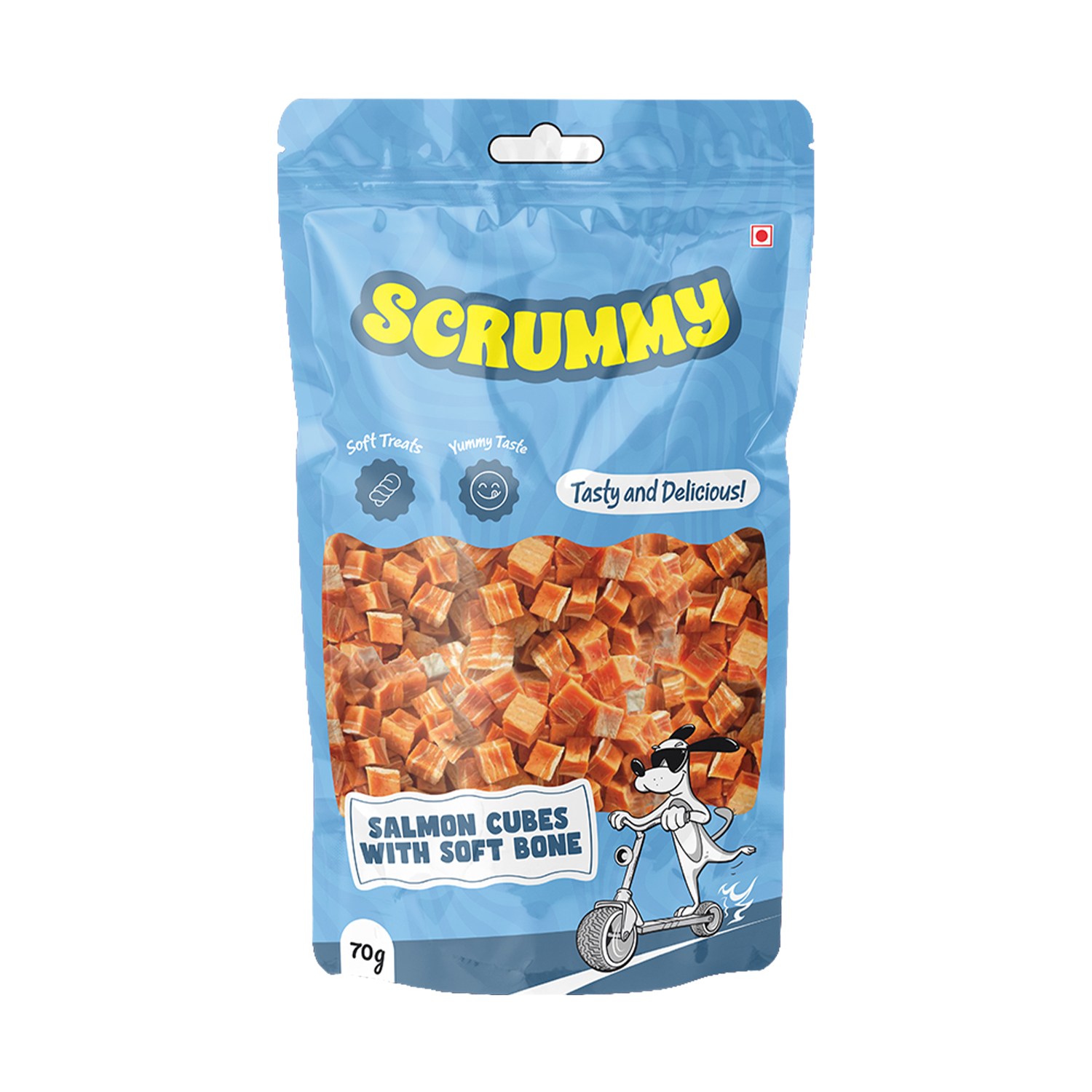 Scrummy Salmon Cubes with Soft Bone Dog Treats 70g