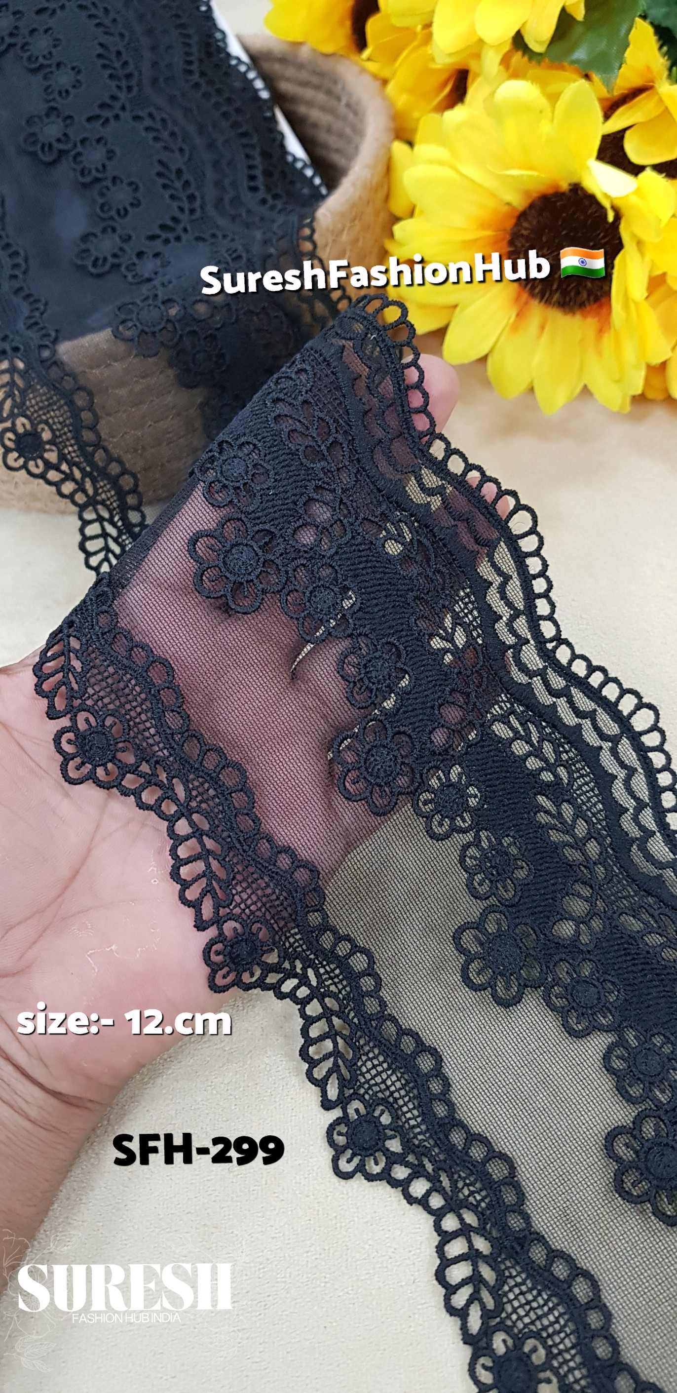 Onyx Dual Scallop Bloom Lace – Black - SFH-299
