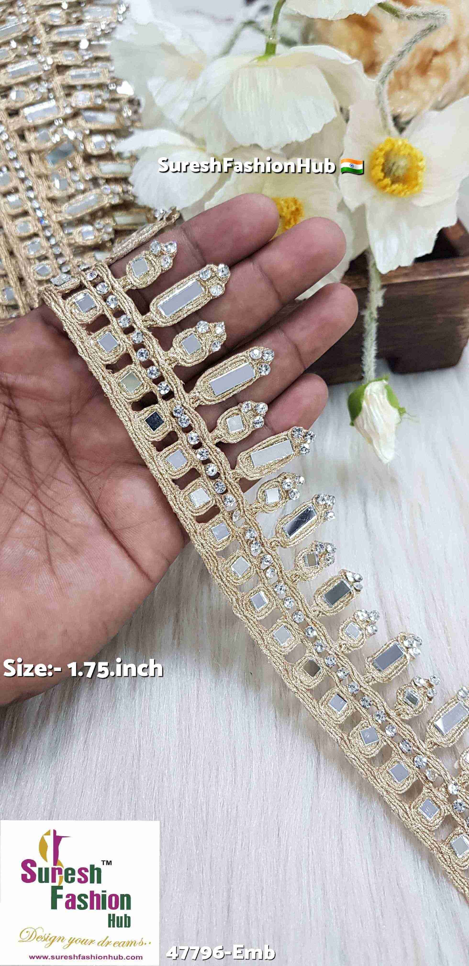 Pearl Hanging Mirror Diamond Border
